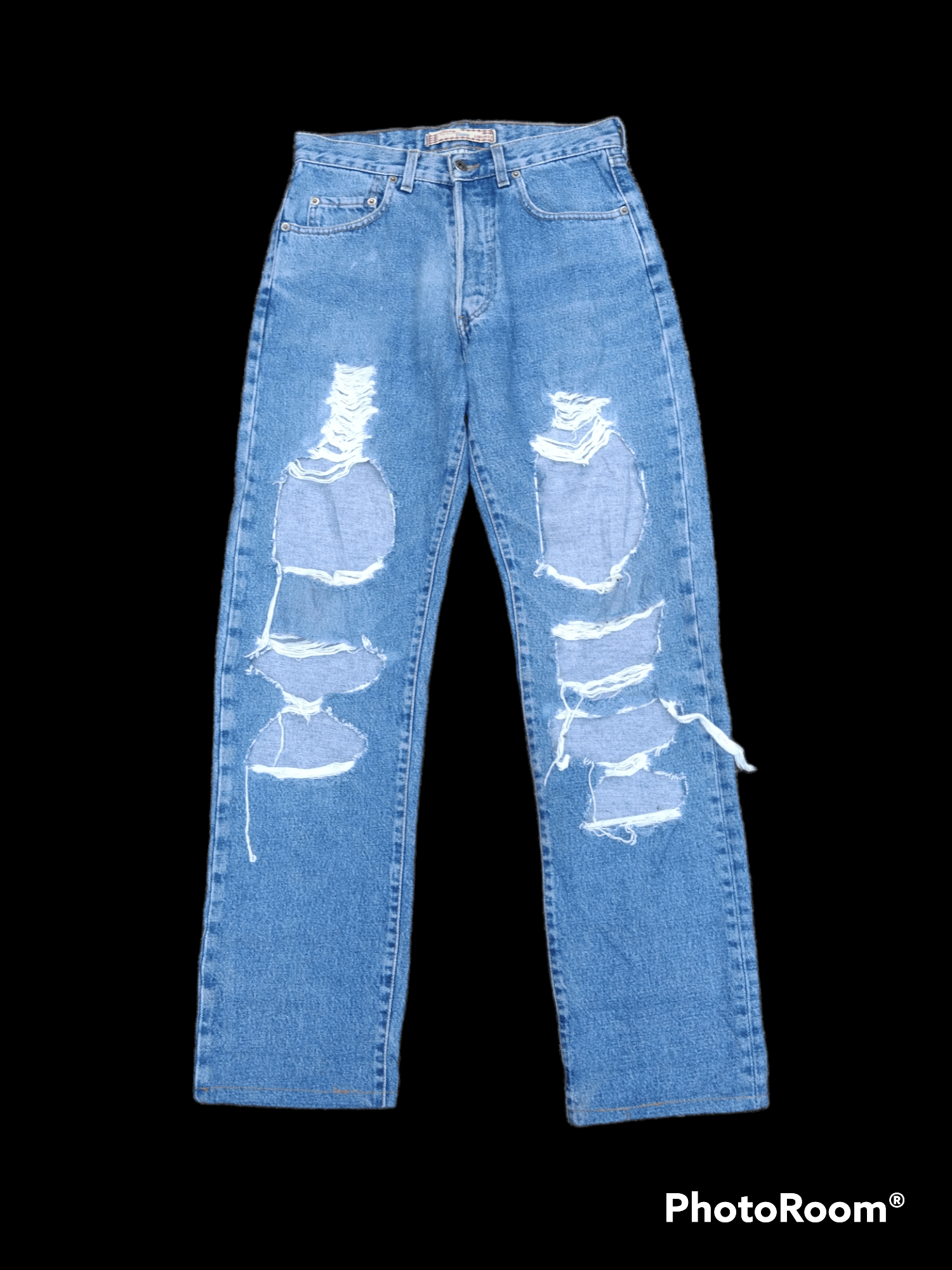 Japanese Brand FUCKING⚡ TRASH RIPED LIBERTO DENIM PANTS Size US 29 - 1 Thumbnail