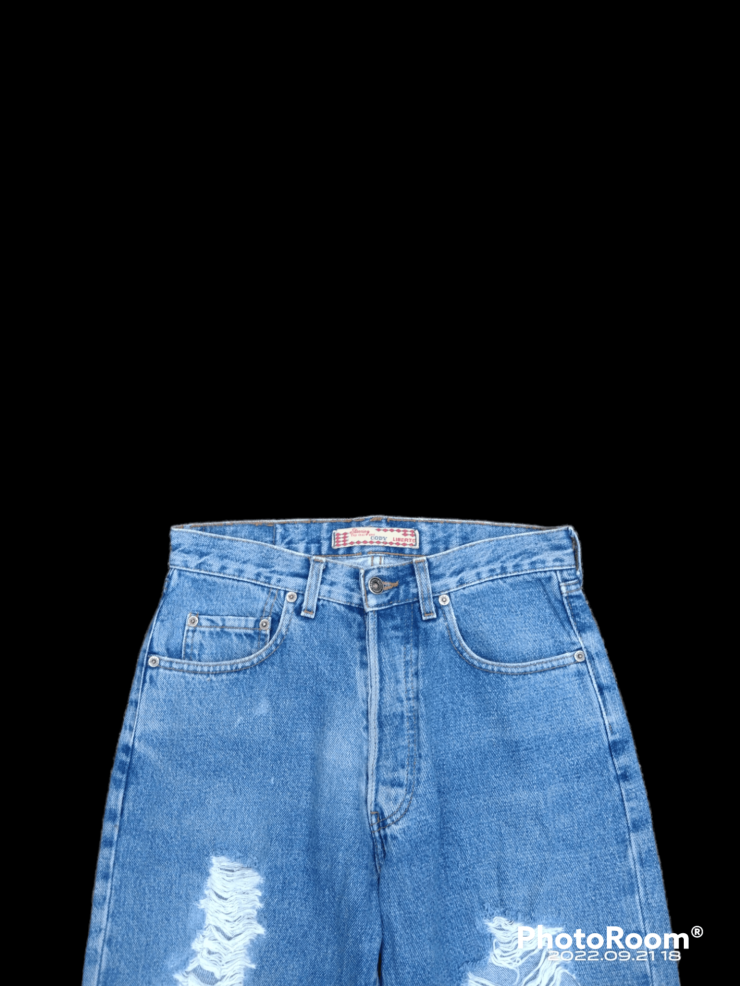 Japanese Brand FUCKING⚡ TRASH RIPED LIBERTO DENIM PANTS Size US 29 - 3 Thumbnail