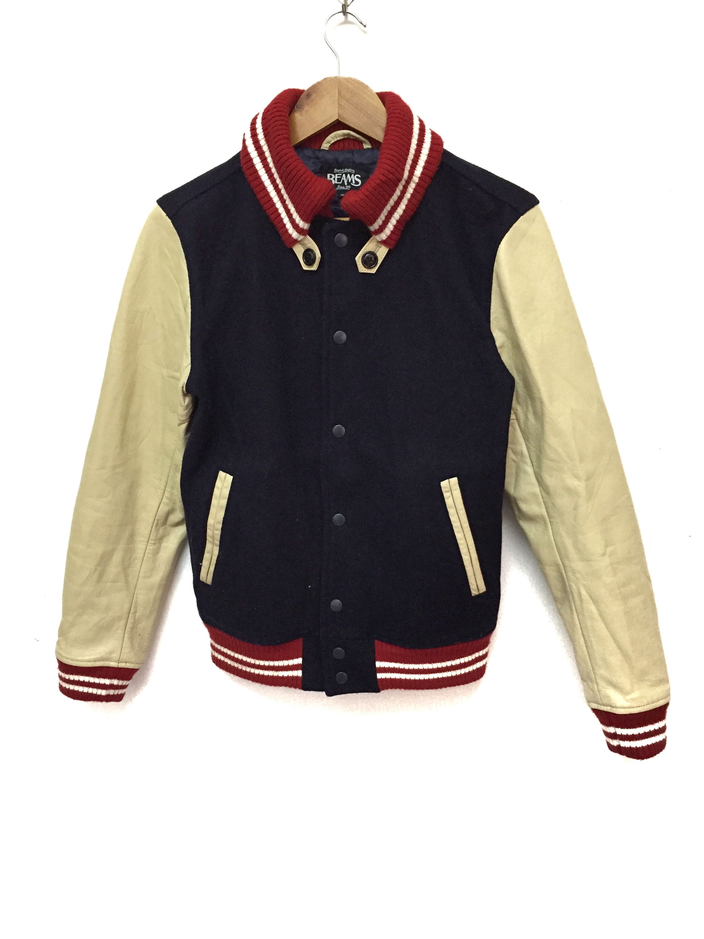 Beams Plus half leather Varsity jacket Size US S / EU 44-46 / 1 - 1 Thumbnail