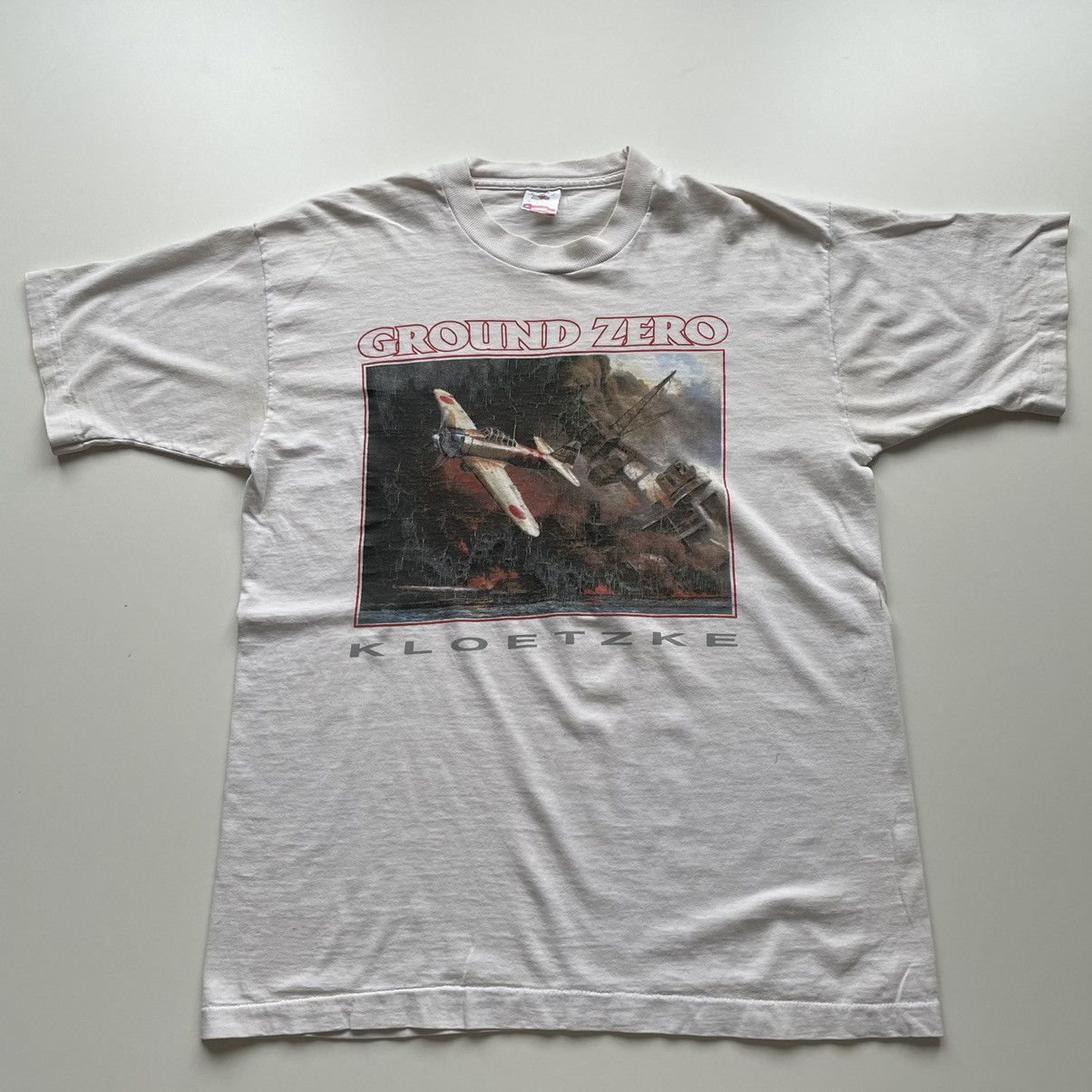 image of Art x Vintage 90's World War 2 Peal Harbor Graphic T Shirt White, Men's (Size Large)
