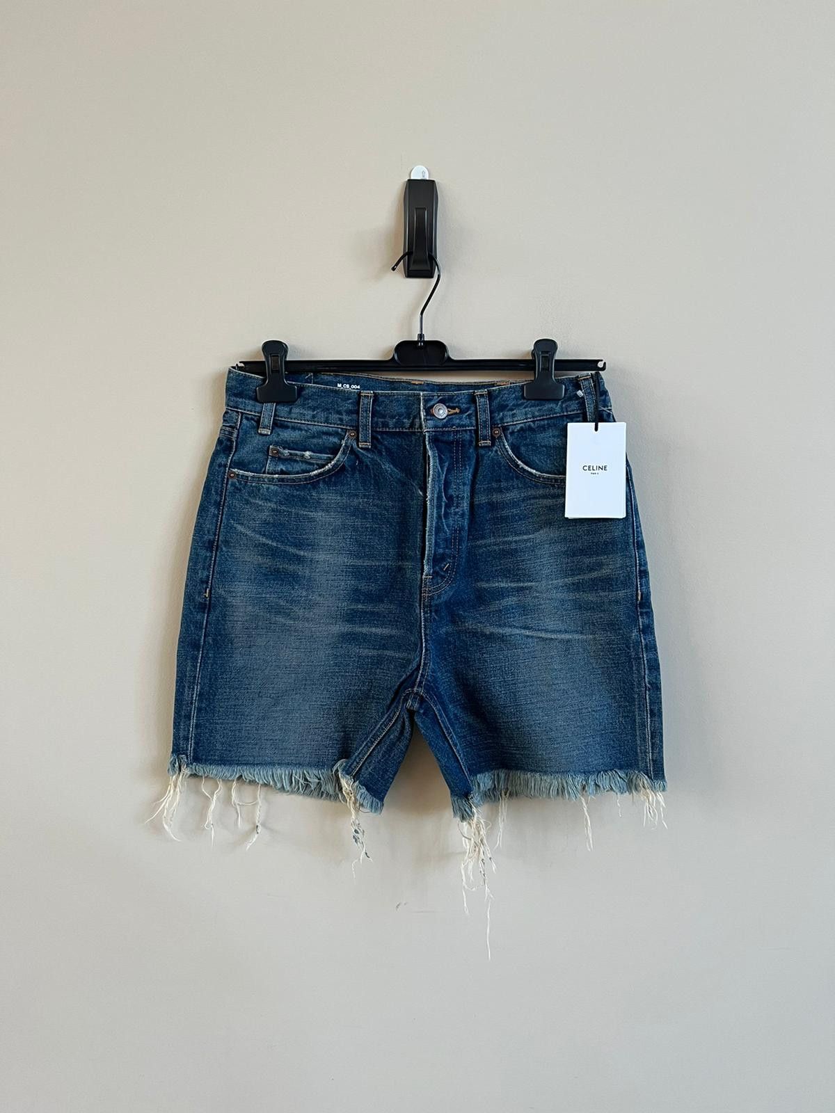 Image of Celine Frayed Hem Shorts In Blue, Men's (Size 31)