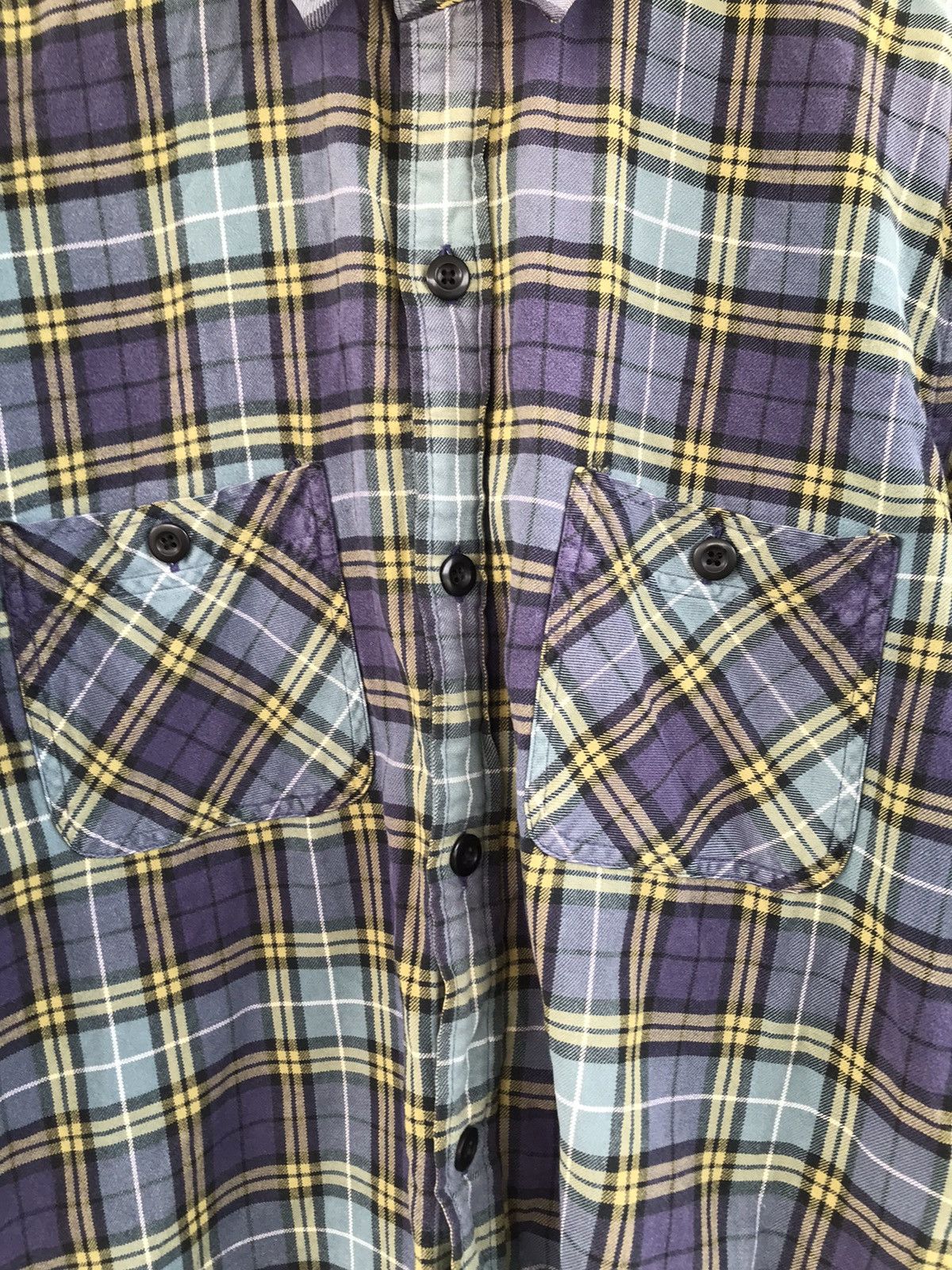 Japanese Brand Vintage faded Uniqlo Flannel long sleeve Shirt Size US L / EU 52-54 / 3 - 6 Thumbnail