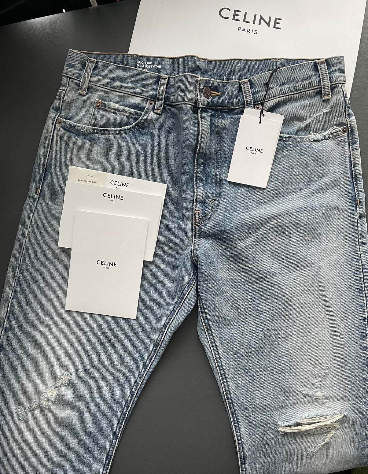 Celine × Hedi Slimane Extremely Rare Sold-out Brand NEW Celine Trash Crash Denim Size US 33 - 2 Thumbnail