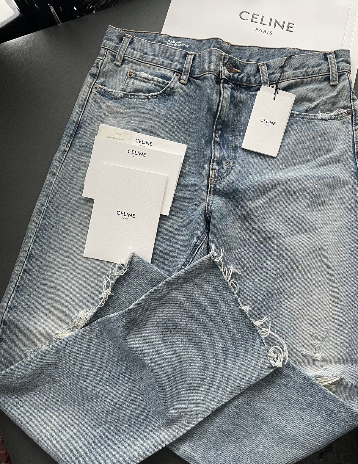 Celine × Hedi Slimane Extremely Rare Sold-out Brand NEW Celine Trash Crash Denim Size US 33 - 14 Thumbnail