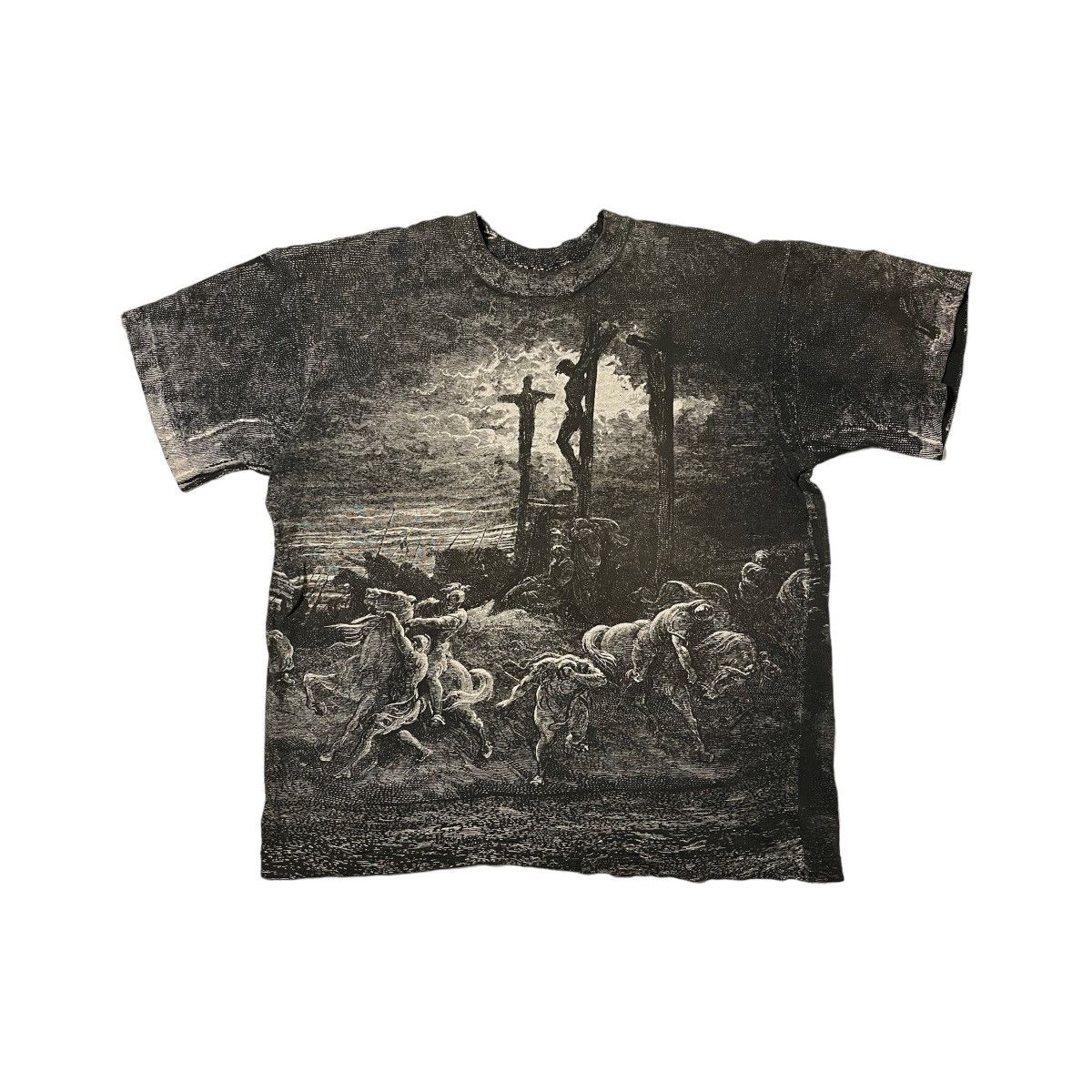 image of Art x Vintage 90's Gustave Dore Crucifixion Tee in Grey, Men's (Size XL)