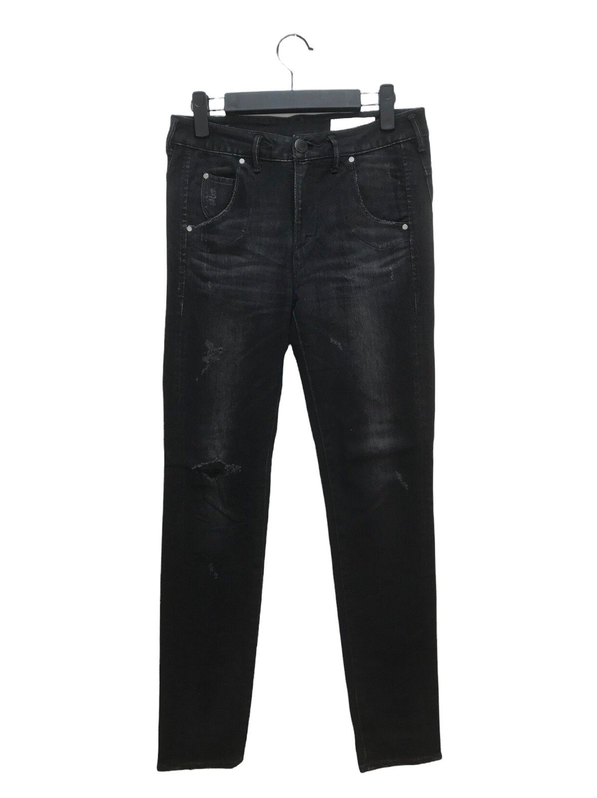 image of Designer Antgauge Distress Damage Style Skinny Denim in Black, Men's (Size 40)