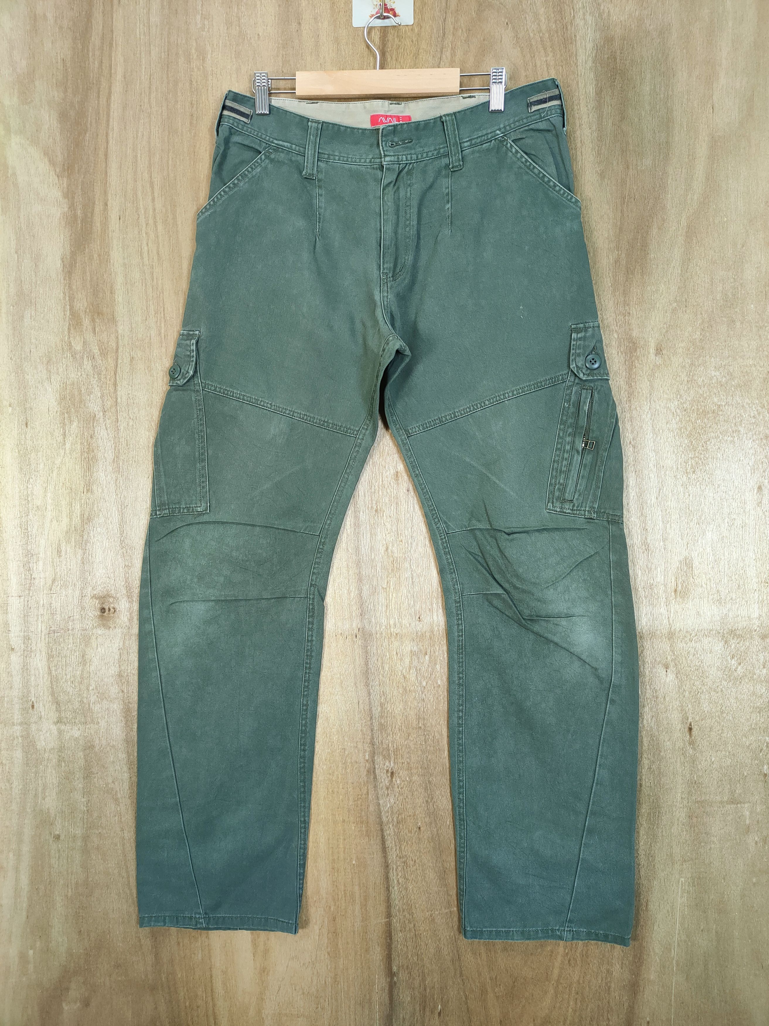 image of Avail Vintage Faded Green Curve Leg Cargo Pants, Men's (Size 34)