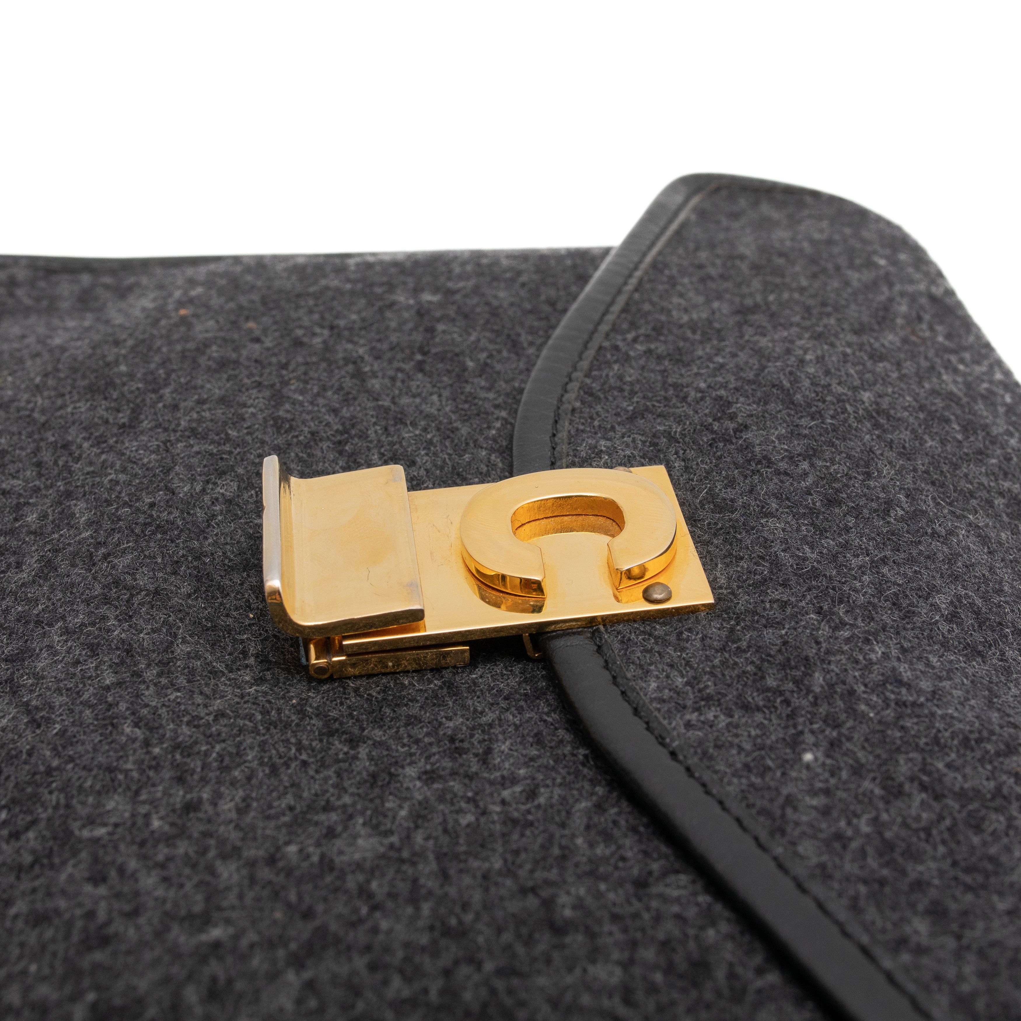 Celine CÉLINE 1970s Cloth Leather Gold Logo Envelope Clutch Bag Size ONE SIZE - 6 Thumbnail