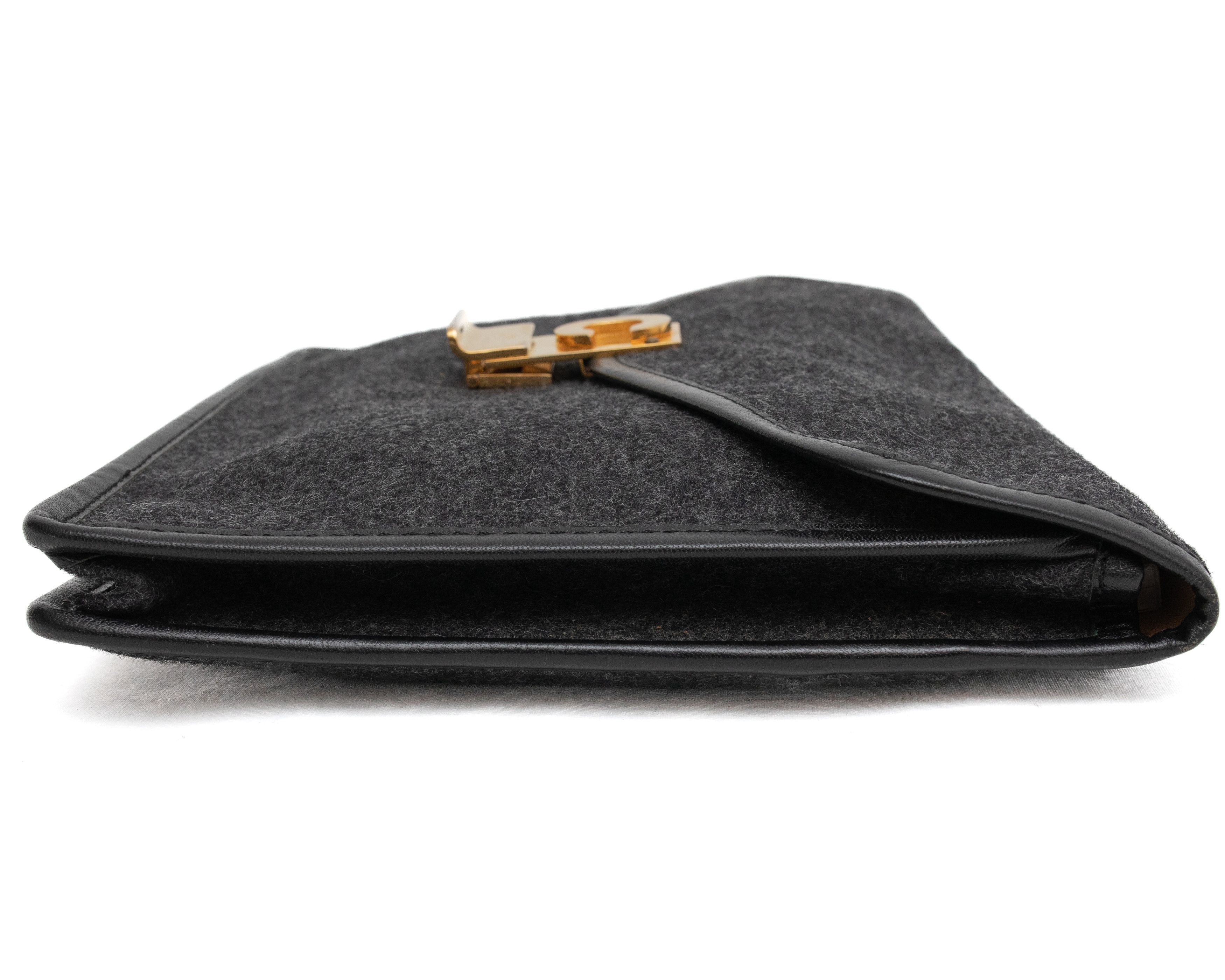 Celine CÉLINE 1970s Cloth Leather Gold Logo Envelope Clutch Bag Size ONE SIZE - 5 Thumbnail