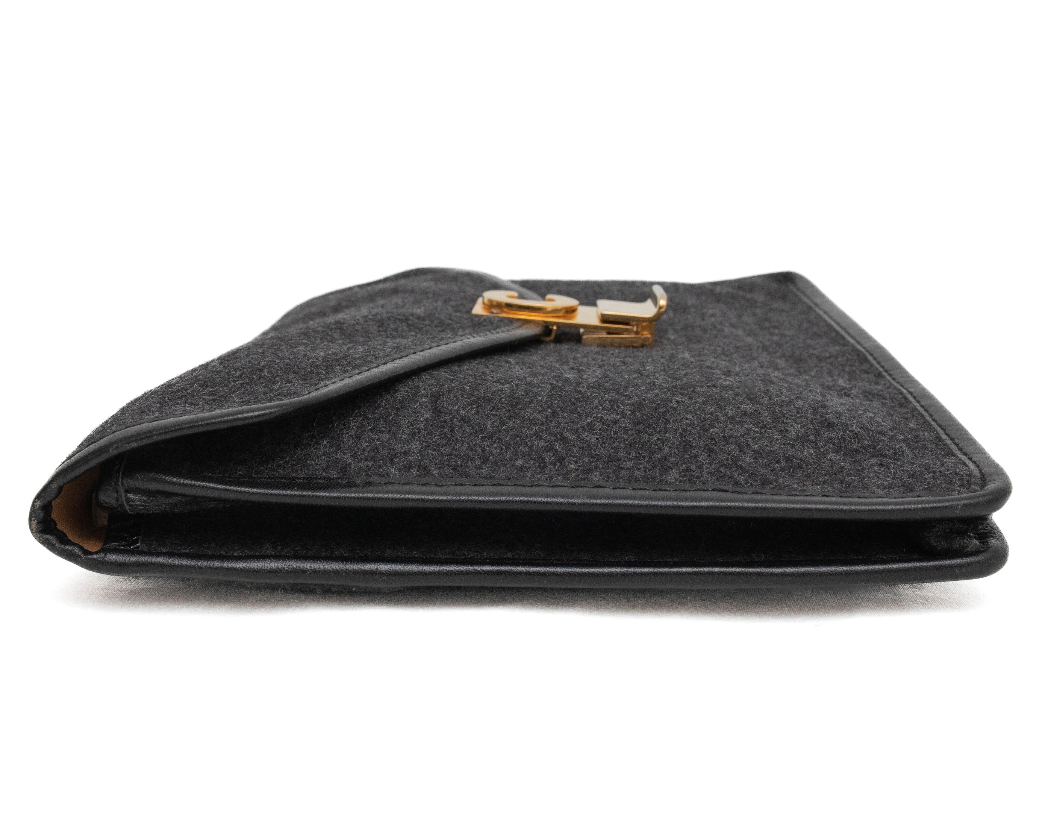 Celine CÉLINE 1970s Cloth Leather Gold Logo Envelope Clutch Bag Size ONE SIZE - 4 Thumbnail