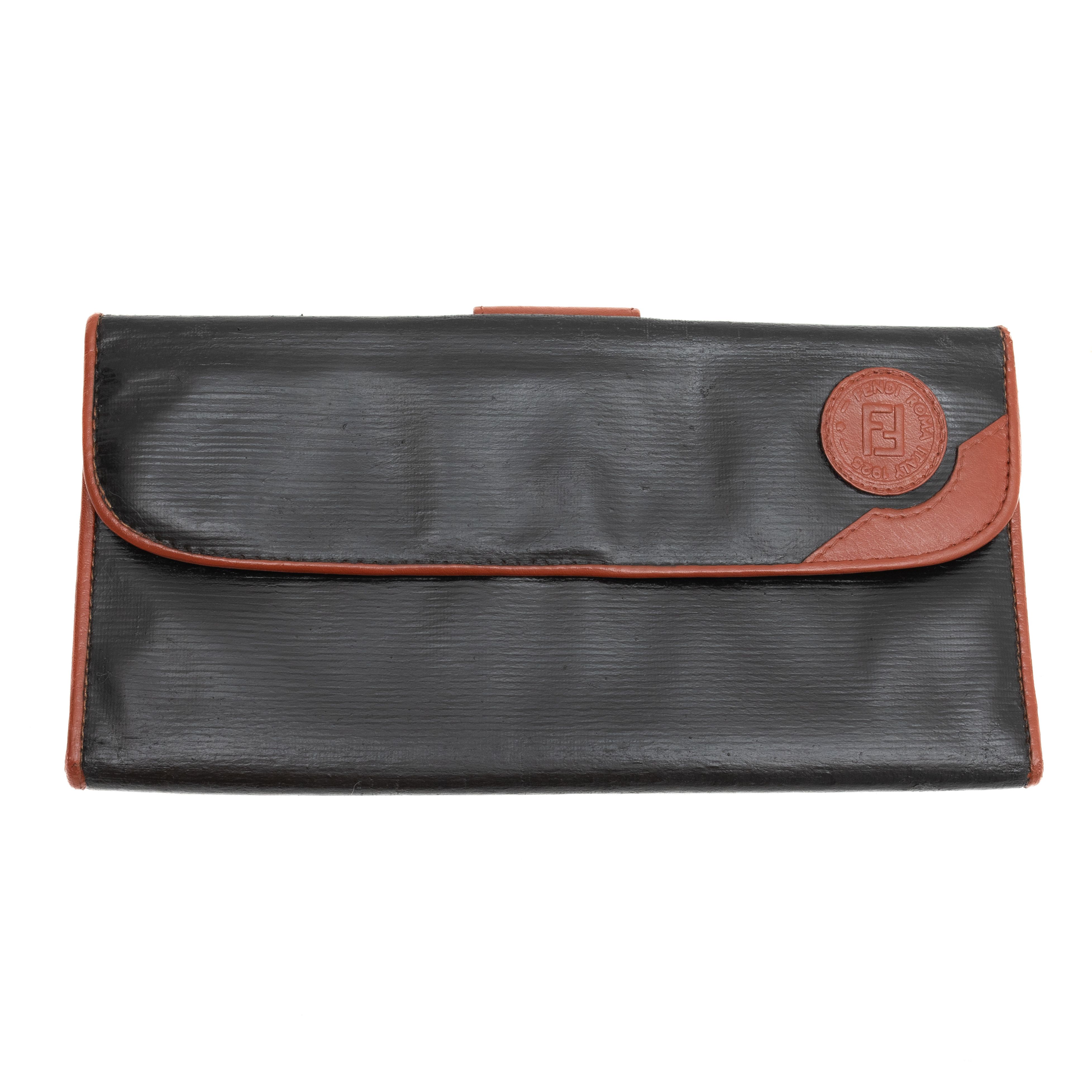Fendi FENDI Vintage Trifold FF Logo Wallet Black / Brown Size ONE SIZE - 1 Thumbnail