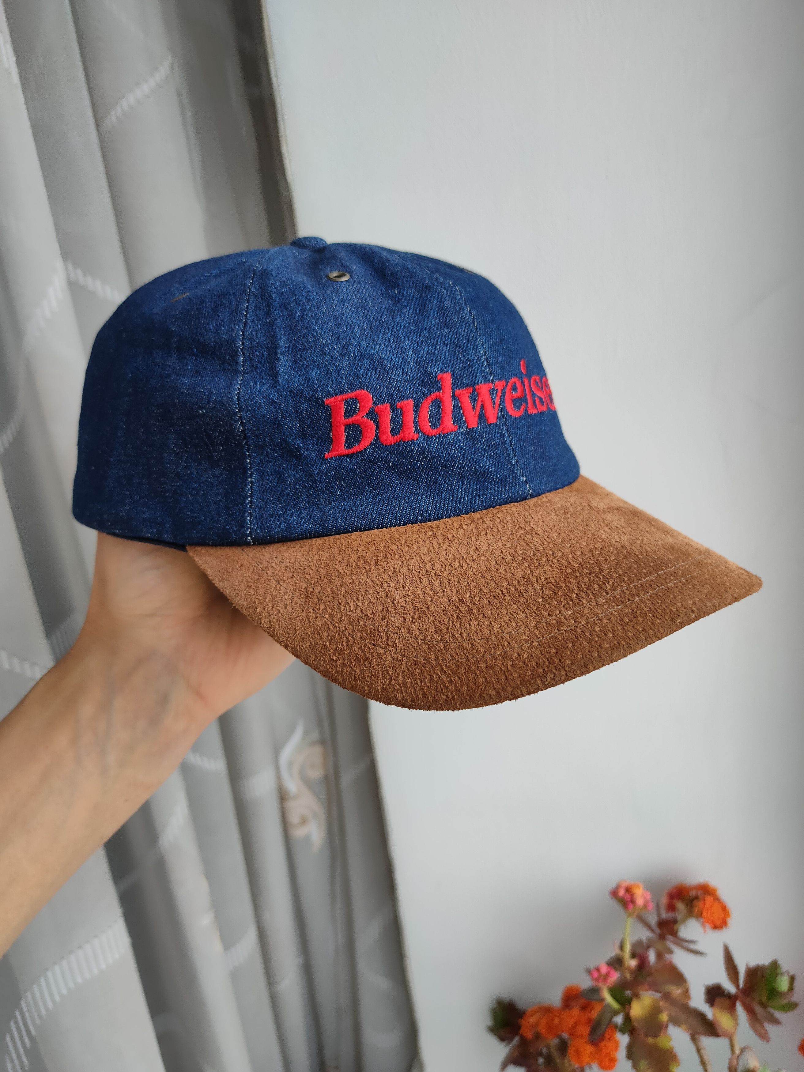 Budweiser Budweiser vintage cap hat leather visor big logo budweiser Size ONE SIZE - 1 Thumbnail