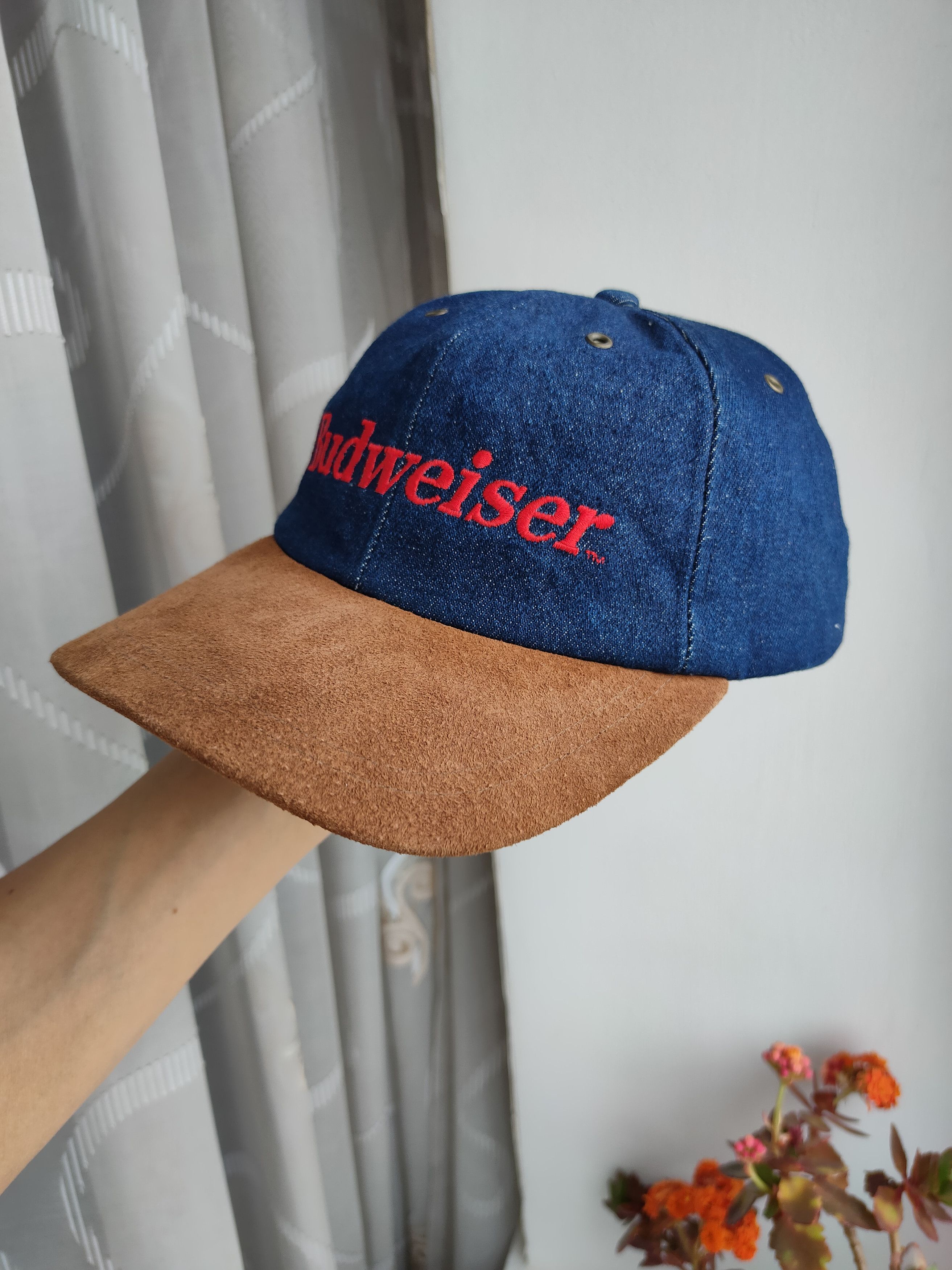 Budweiser Budweiser vintage cap hat leather visor big logo budweiser Size ONE SIZE - 3 Thumbnail