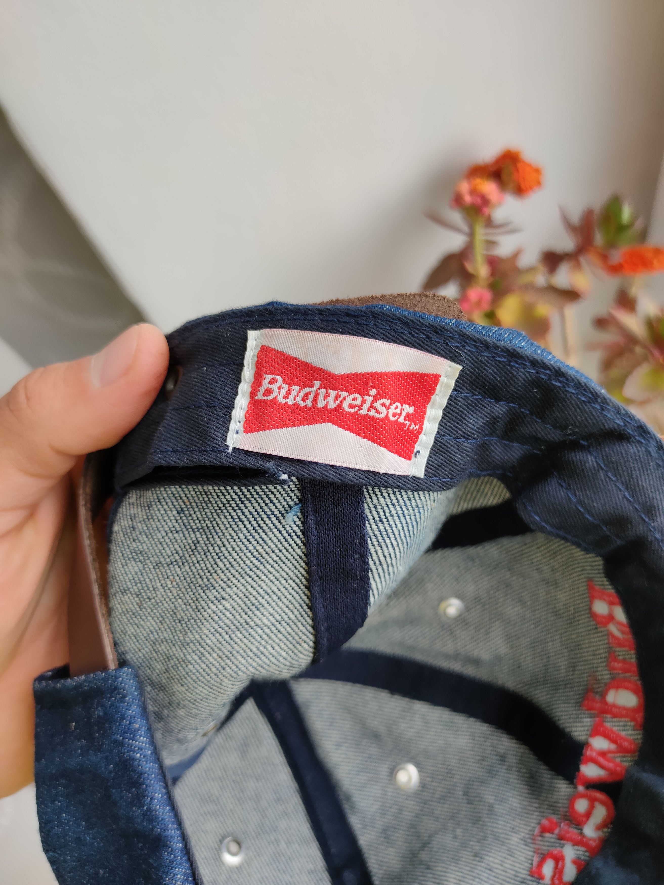 Budweiser Budweiser vintage cap hat leather visor big logo budweiser Size ONE SIZE - 9 Thumbnail