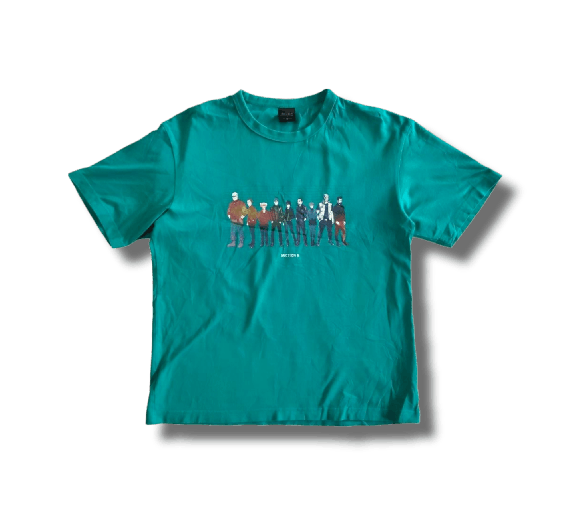 image of Anima x Cartoon Network gu X Ghost In The Shell Section 9 Tshirt in Green, Men's (Size Medium)