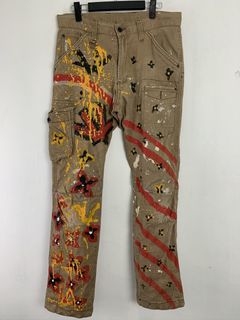 Louis Vuitton LV x YK Monogram Painted Dots Cargo Pants, Grey, M