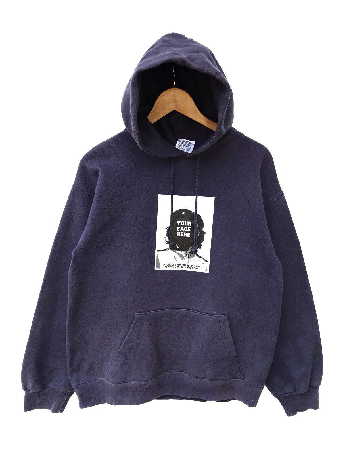 image of Vintage Ssur X Che Guevara Logo Hoodie Sweatshirt in Blue, Men's (Size Medium)