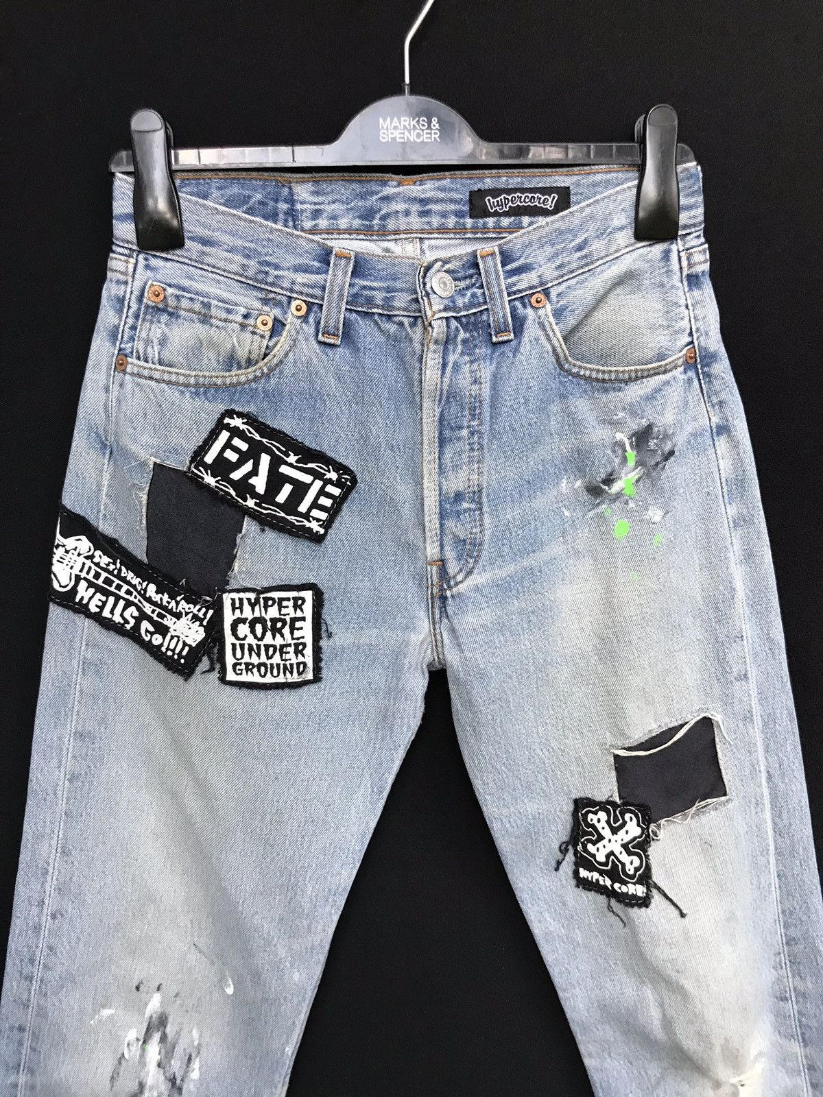 Levi's × Levi's Made & Crafted × Levi's Vintage Clothing Vintage Levis Distressed Custom Punk Design Jeans Size US 27 - 3 Thumbnail