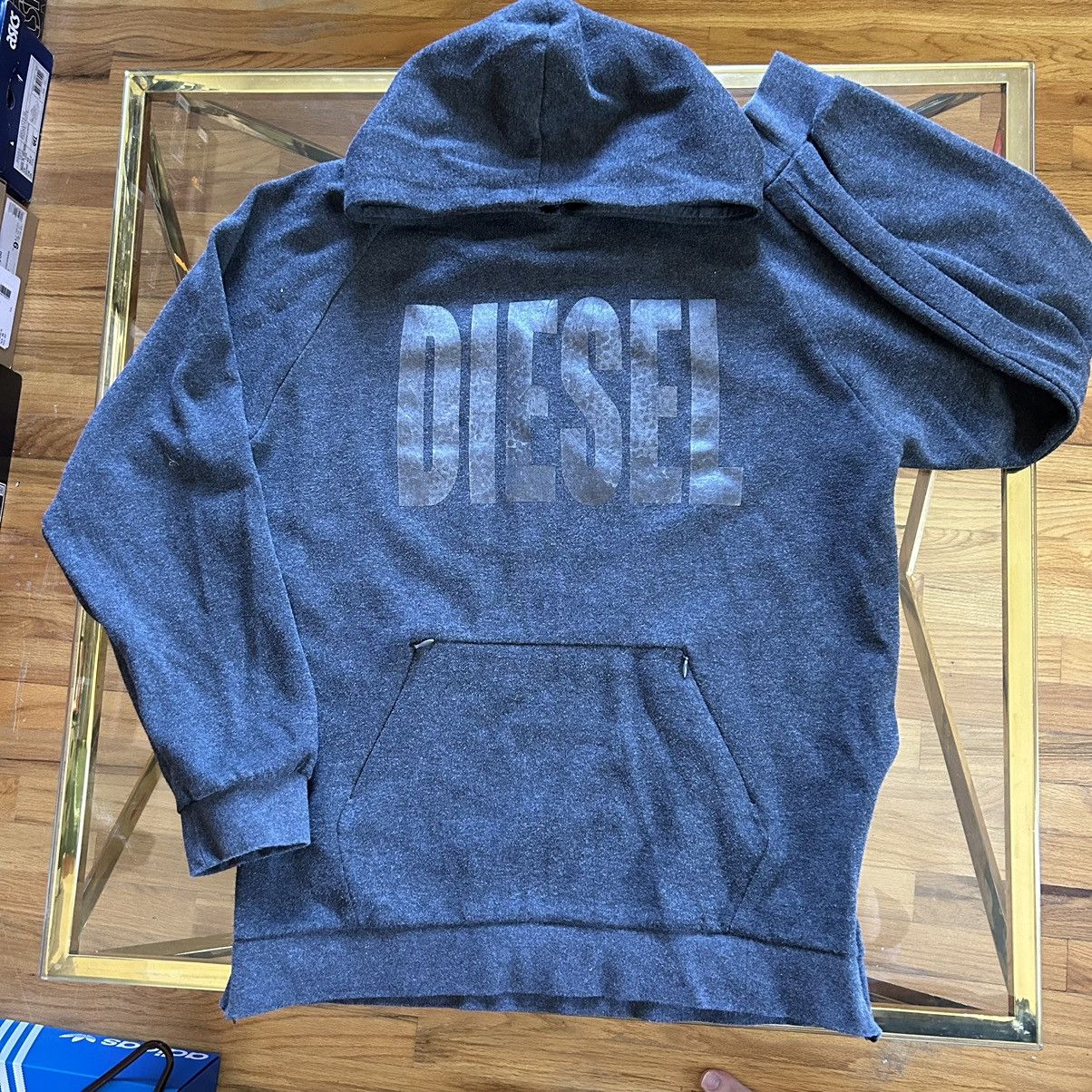 Diesel Y2K BLACK ON BLACK DiESEL RAGLAN HOODiE SWEATSHiRT PULLOVER Size US XL / EU 56 / 4 - 10 Thumbnail