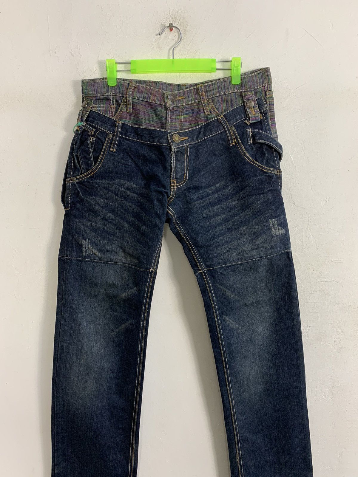 Japanese Brand Hype Double Waists Distressed Style Rip Denim Size US 32 / EU 48 - 3 Thumbnail