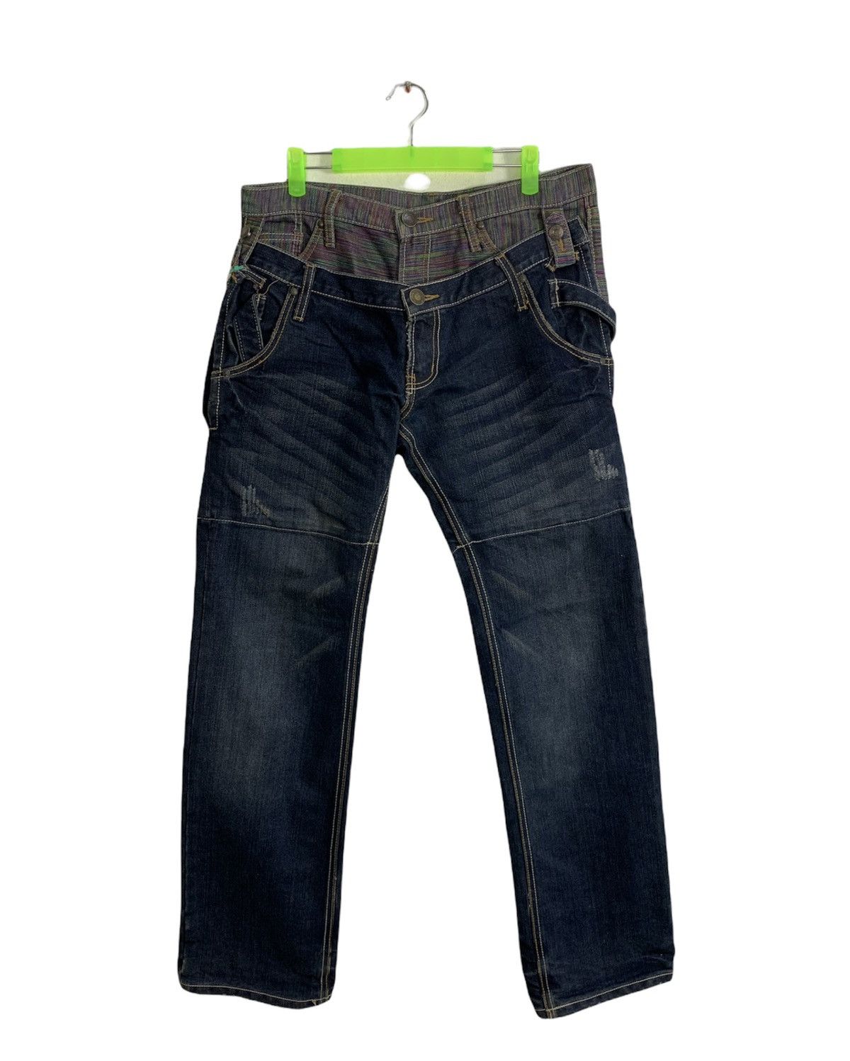 image of Distressed Denim Hype Double Waist Black Distressed Rip Denim, Men's (Size 32)