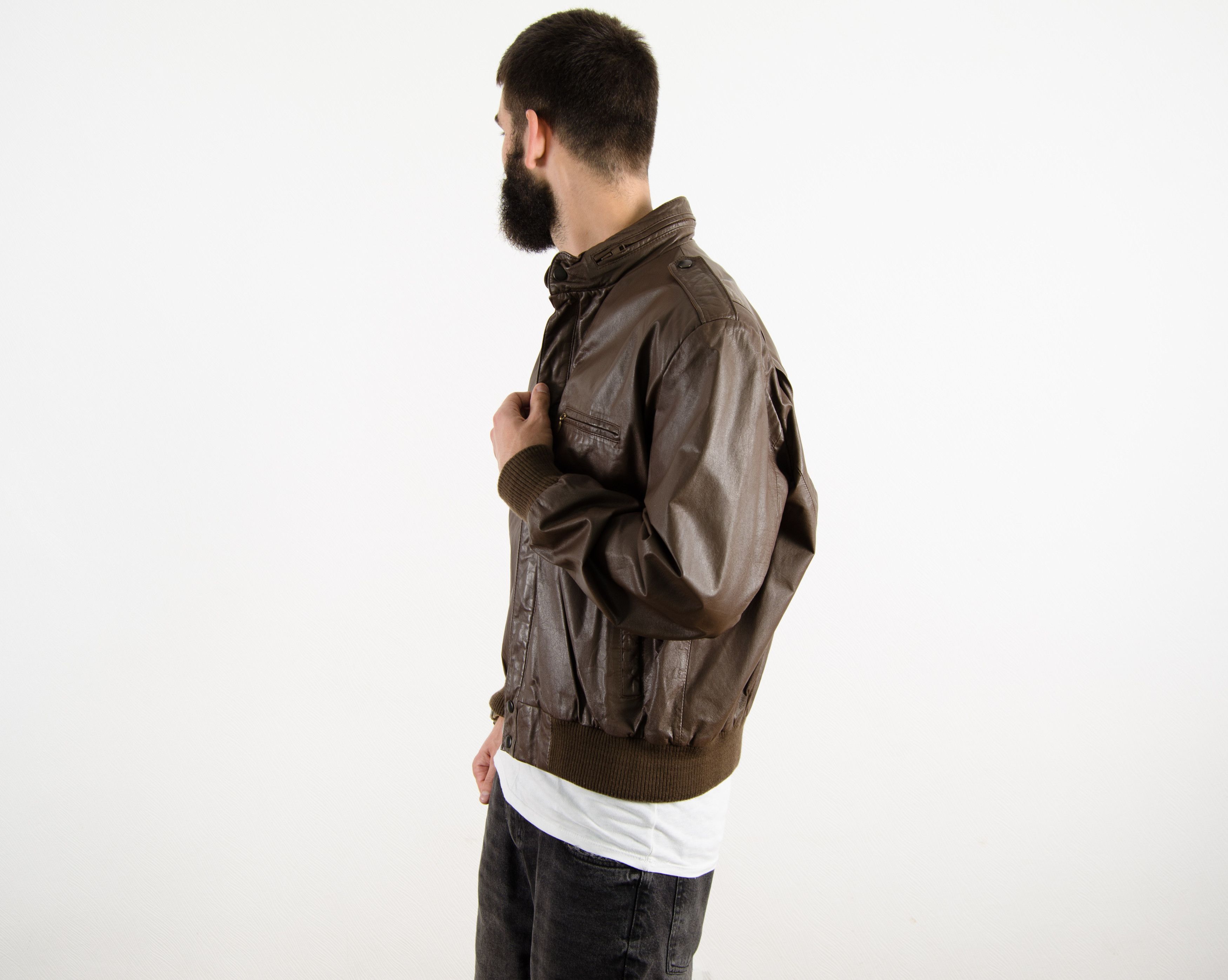 Vintage Schott Sport Leather Military Flight Bomber Jacket