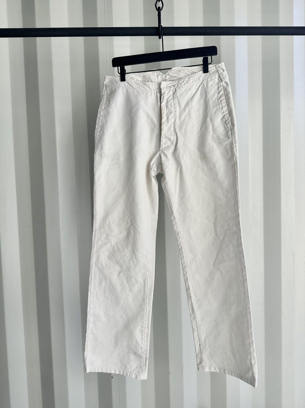 image of Maison Margiela x Vintage Buckle Trousers in White, Men's (Size 32)