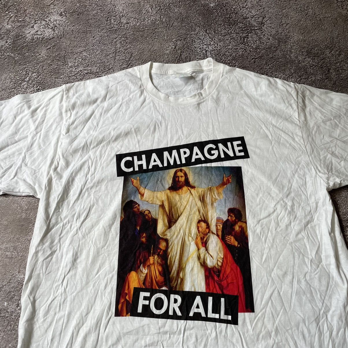 Vintage Vintage Y2K Graphic Tee Champagne Religious Streetwear XXL Size US XXL / EU 58 / 5 - 5 Thumbnail