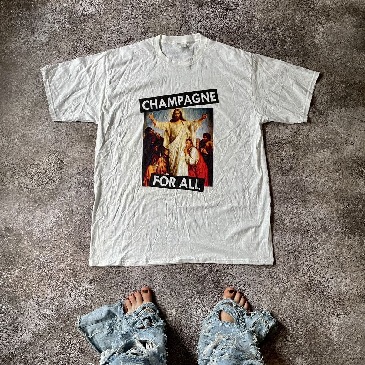 Vintage Vintage Y2K Graphic Tee Champagne Religious Streetwear XXL Size US XXL / EU 58 / 5 - 1 Thumbnail