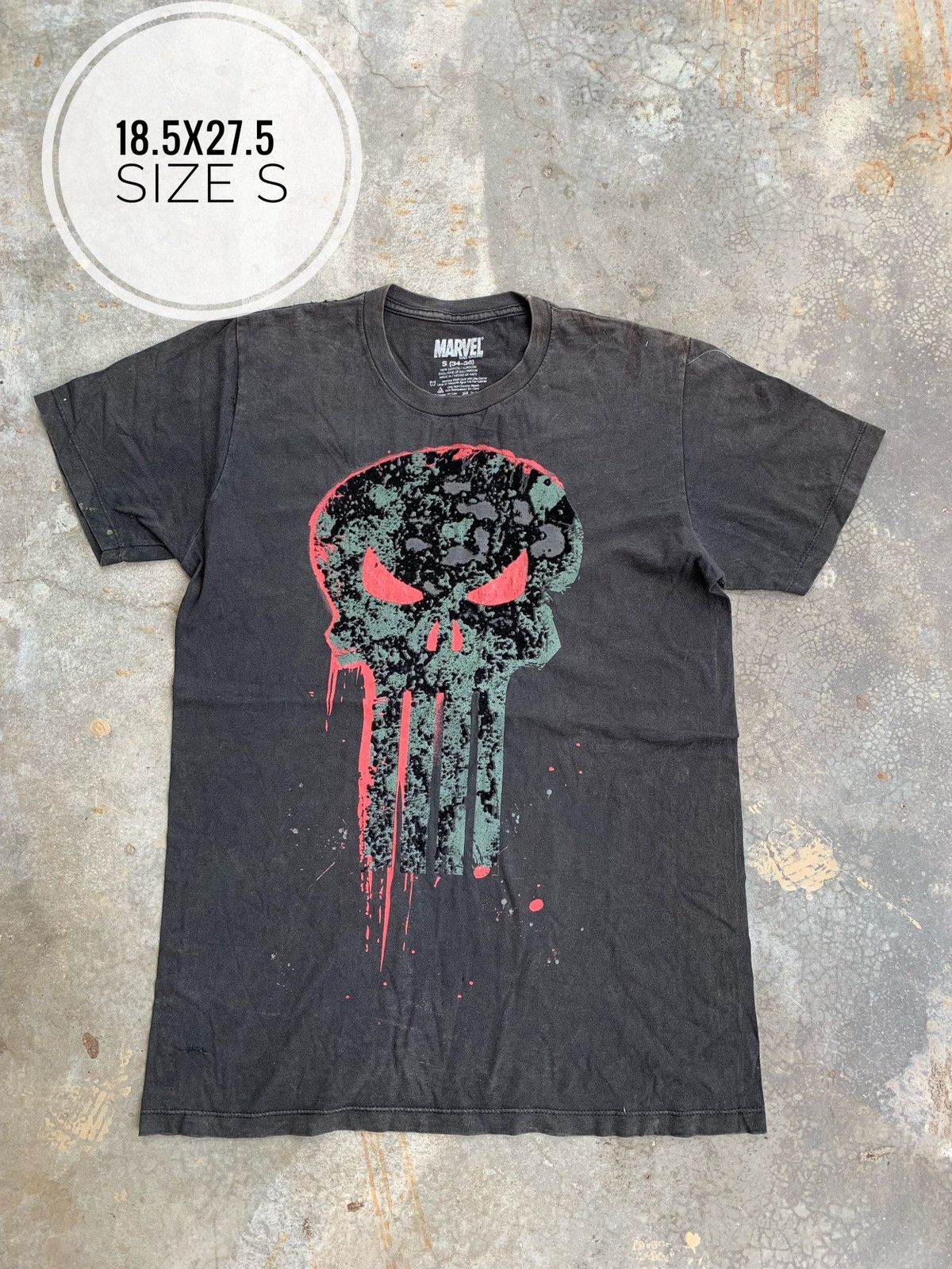 Mad Engine × Marvel Comics Faded Style Marvel Punisher Big Logo Tshirt Size US S / EU 44-46 / 1 - 1 Thumbnail