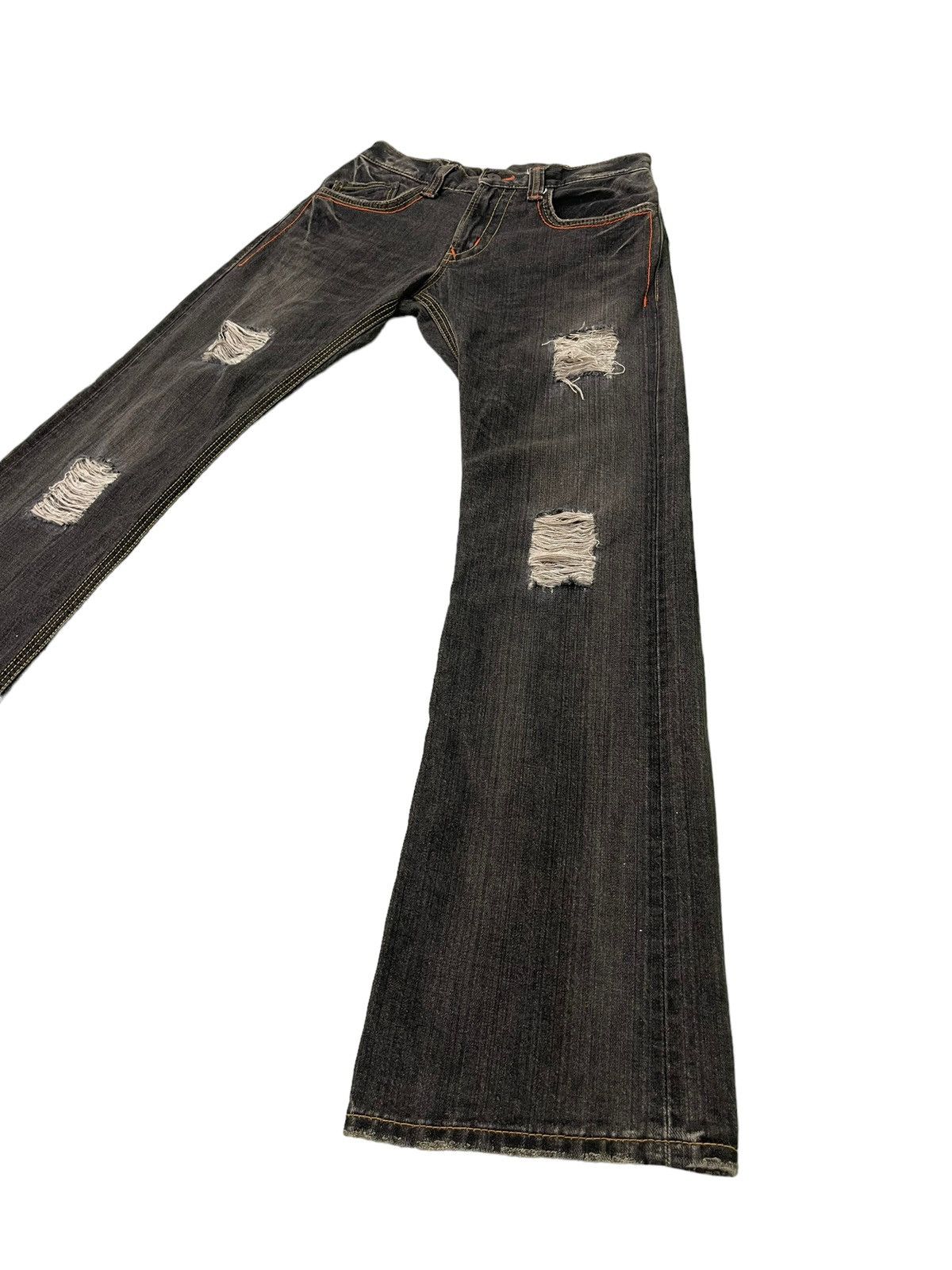 Edwin Flare Jeans Edwin Distress Denim Low Rise Boot Cut 4🟦3 Size US 30 / EU 46 - 3 Thumbnail