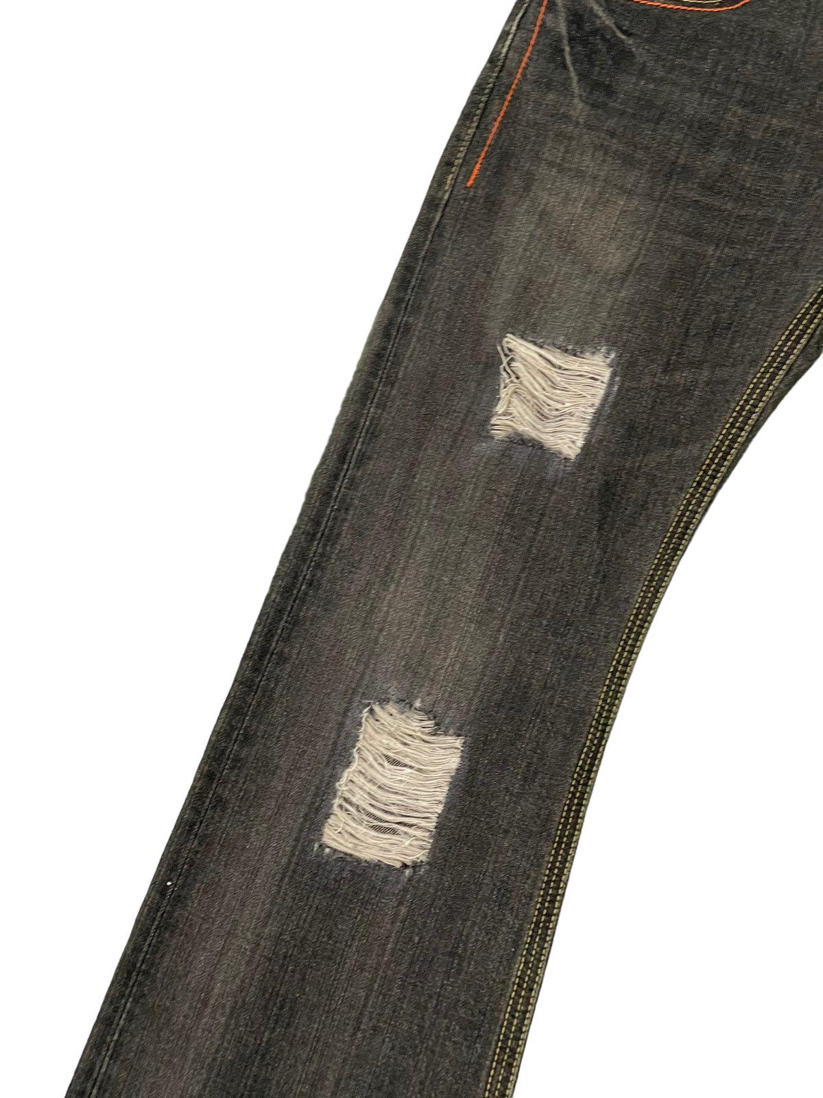 Edwin Flare Jeans Edwin Distress Denim Low Rise Boot Cut 4🟦3 Size US 30 / EU 46 - 6 Thumbnail