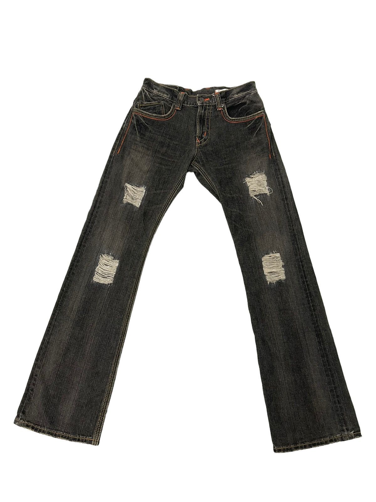 Edwin Flare Jeans Edwin Distress Denim Low Rise Boot Cut 4🟦3 Size US 30 / EU 46 - 2 Thumbnail