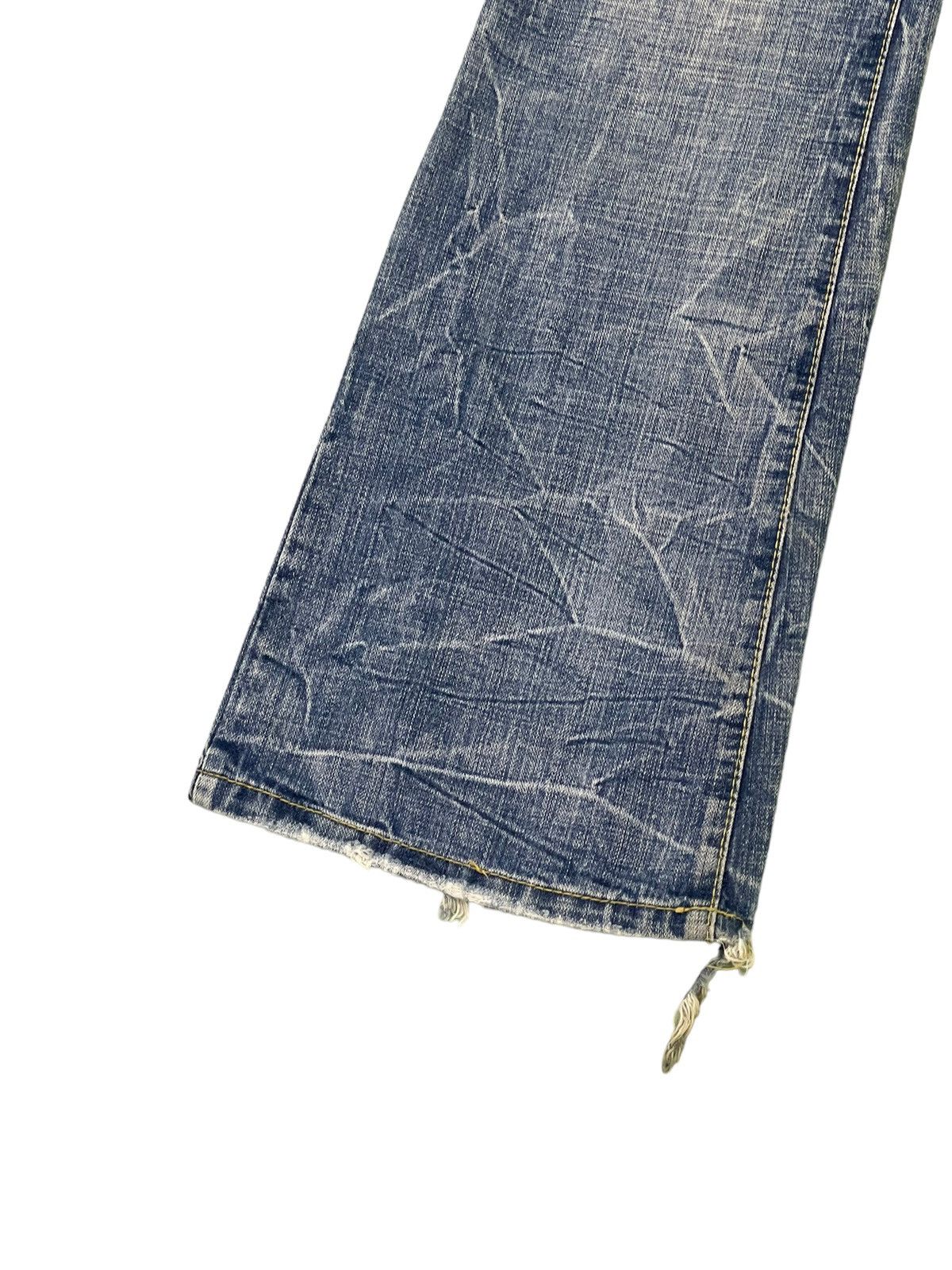 Japanese Brand Flare Jeans Ozz Pinball Distress Denim Acid Wash 4🟦3 Size US 32 / EU 48 - 5 Thumbnail