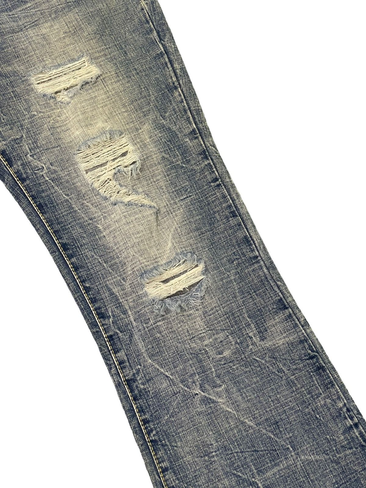 Japanese Brand Flare Jeans Ozz Pinball Distress Denim Acid Wash 4🟦3 Size US 32 / EU 48 - 7 Thumbnail