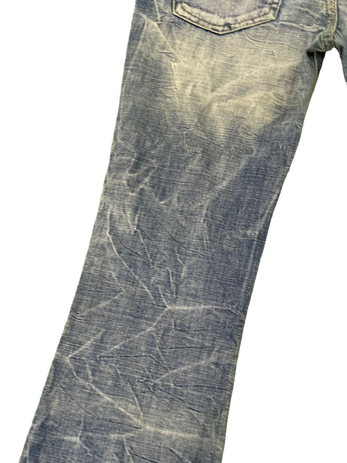 Japanese Brand Flare Jeans Ozz Pinball Distress Denim Acid Wash 4🟦3 Size US 32 / EU 48 - 17 Thumbnail
