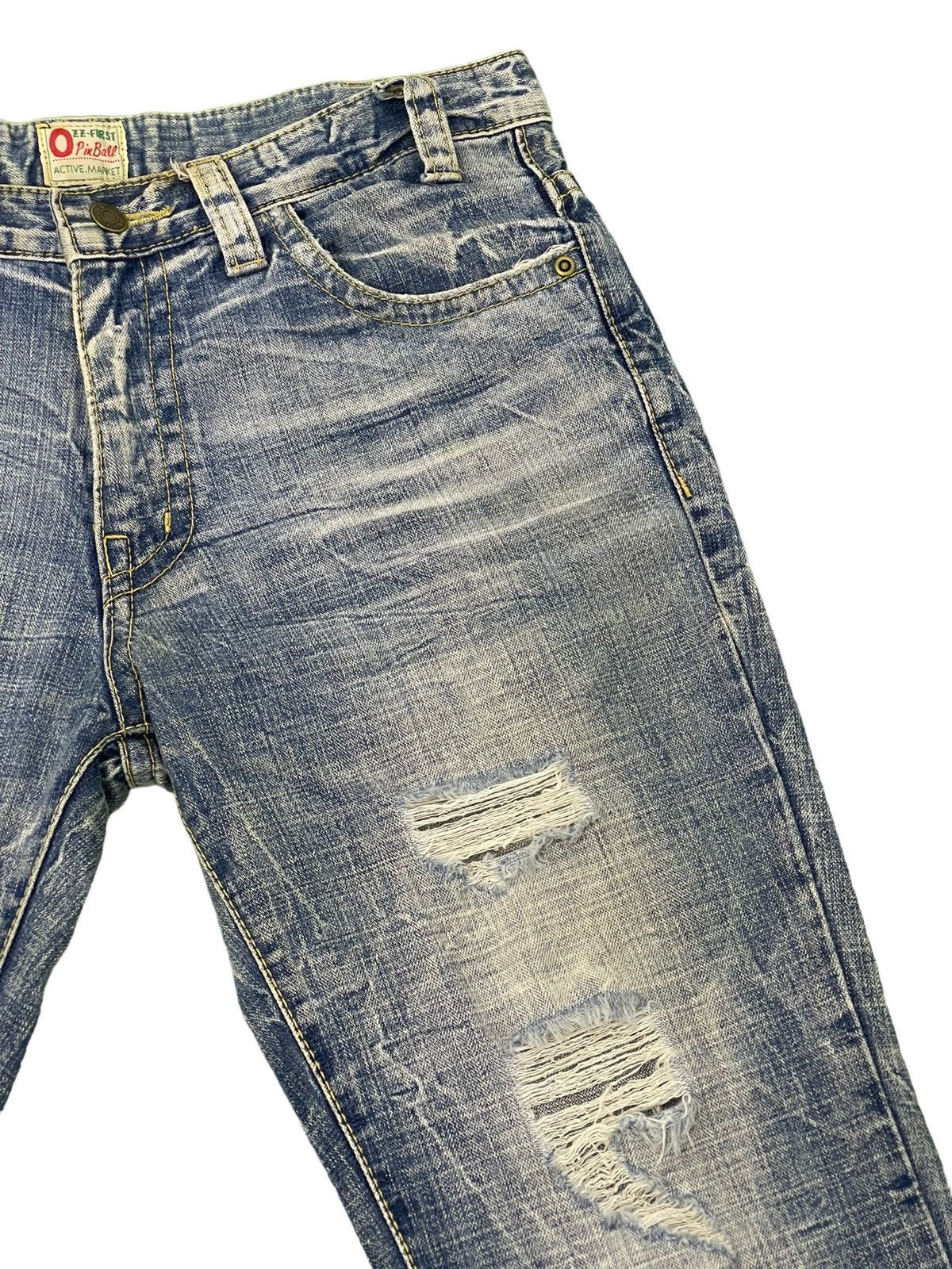 Japanese Brand Flare Jeans Ozz Pinball Distress Denim Acid Wash 4🟦3 Size US 32 / EU 48 - 9 Thumbnail