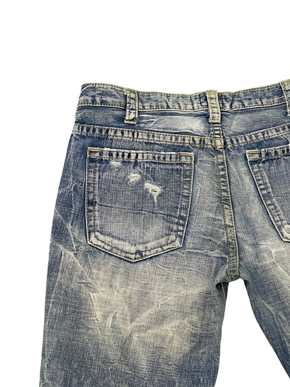 Japanese Brand Flare Jeans Ozz Pinball Distress Denim Acid Wash 4🟦3 Size US 32 / EU 48 - 19 Thumbnail