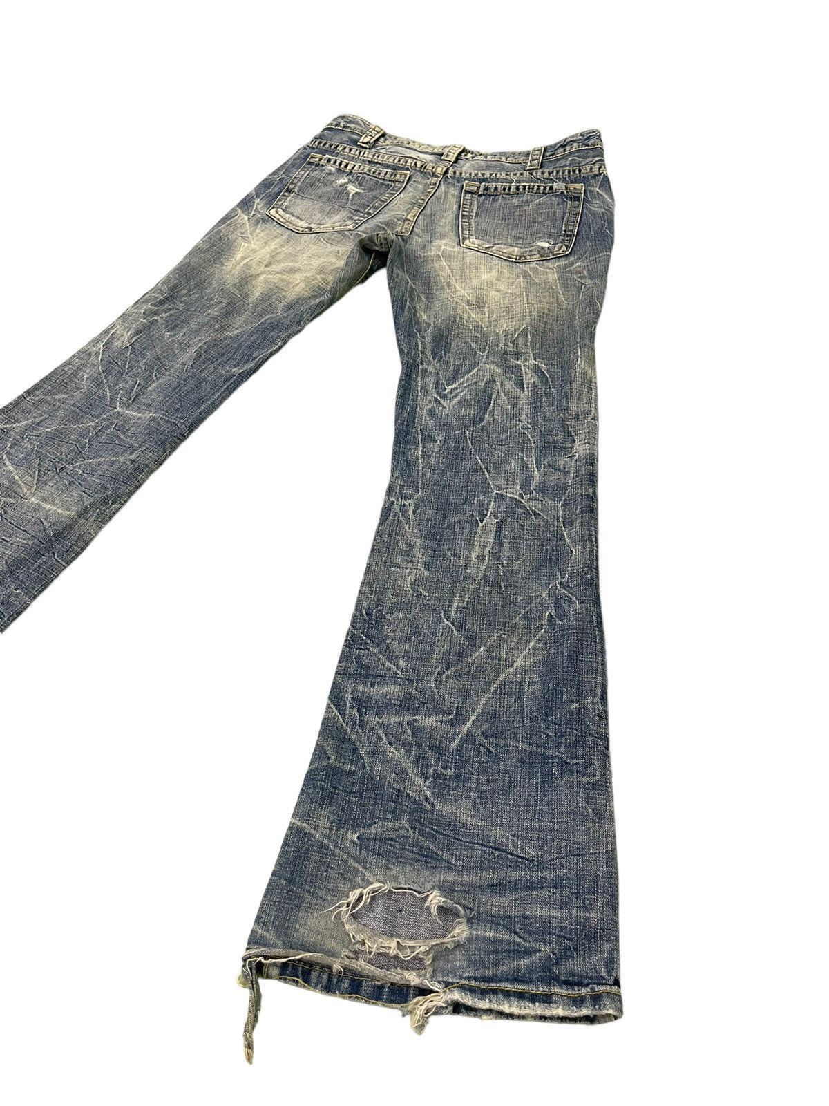 Japanese Brand Flare Jeans Ozz Pinball Distress Denim Acid Wash 4🟦3 Size US 32 / EU 48 - 14 Thumbnail
