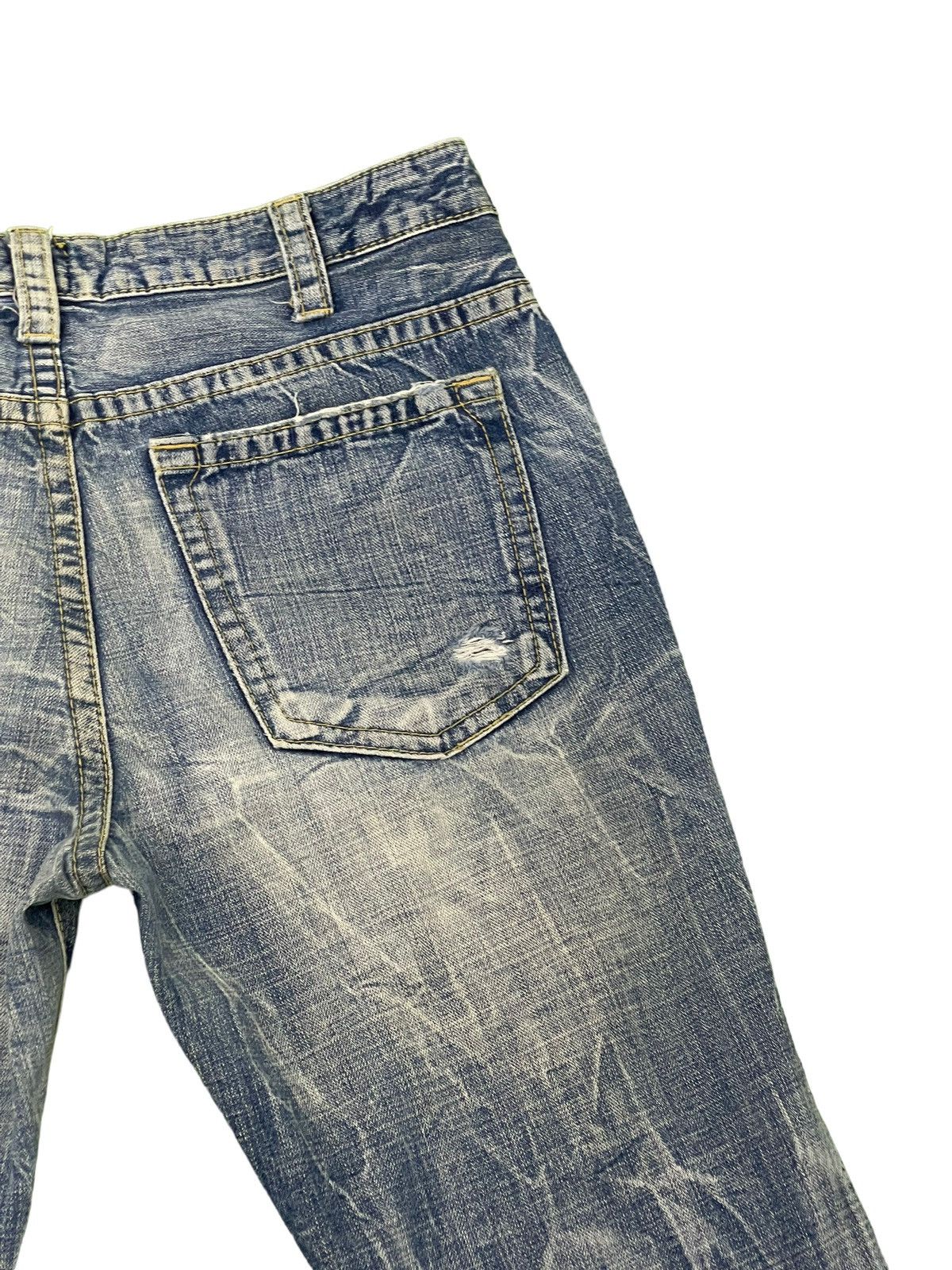 Japanese Brand Flare Jeans Ozz Pinball Distress Denim Acid Wash 4🟦3 Size US 32 / EU 48 - 20 Thumbnail