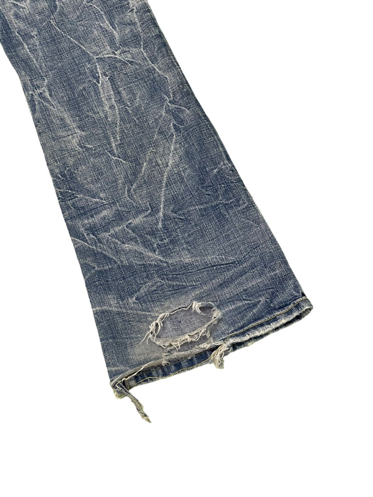 Japanese Brand Flare Jeans Ozz Pinball Distress Denim Acid Wash 4🟦3 Size US 32 / EU 48 - 15 Thumbnail