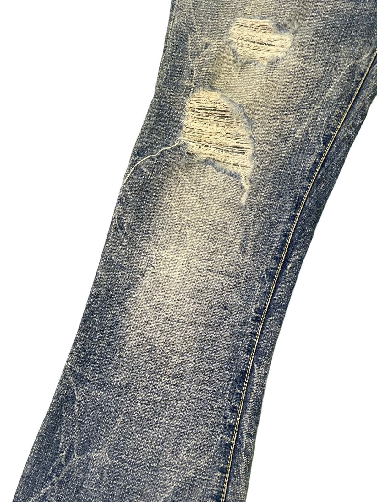 Japanese Brand Flare Jeans Ozz Pinball Distress Denim Acid Wash 4🟦3 Size US 32 / EU 48 - 6 Thumbnail