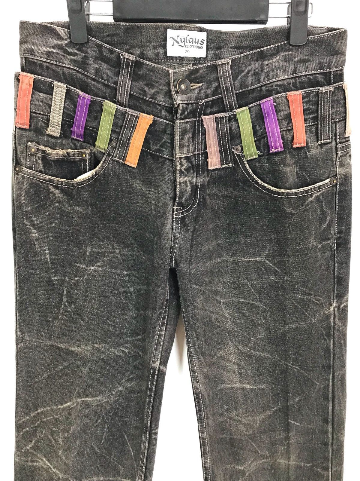 Comme des Garcons × Undercover Vintage 90s NYLAUS Japan Double Waist Clawmark Distres Jeans Size US 30 / EU 46 - 2 Thumbnail