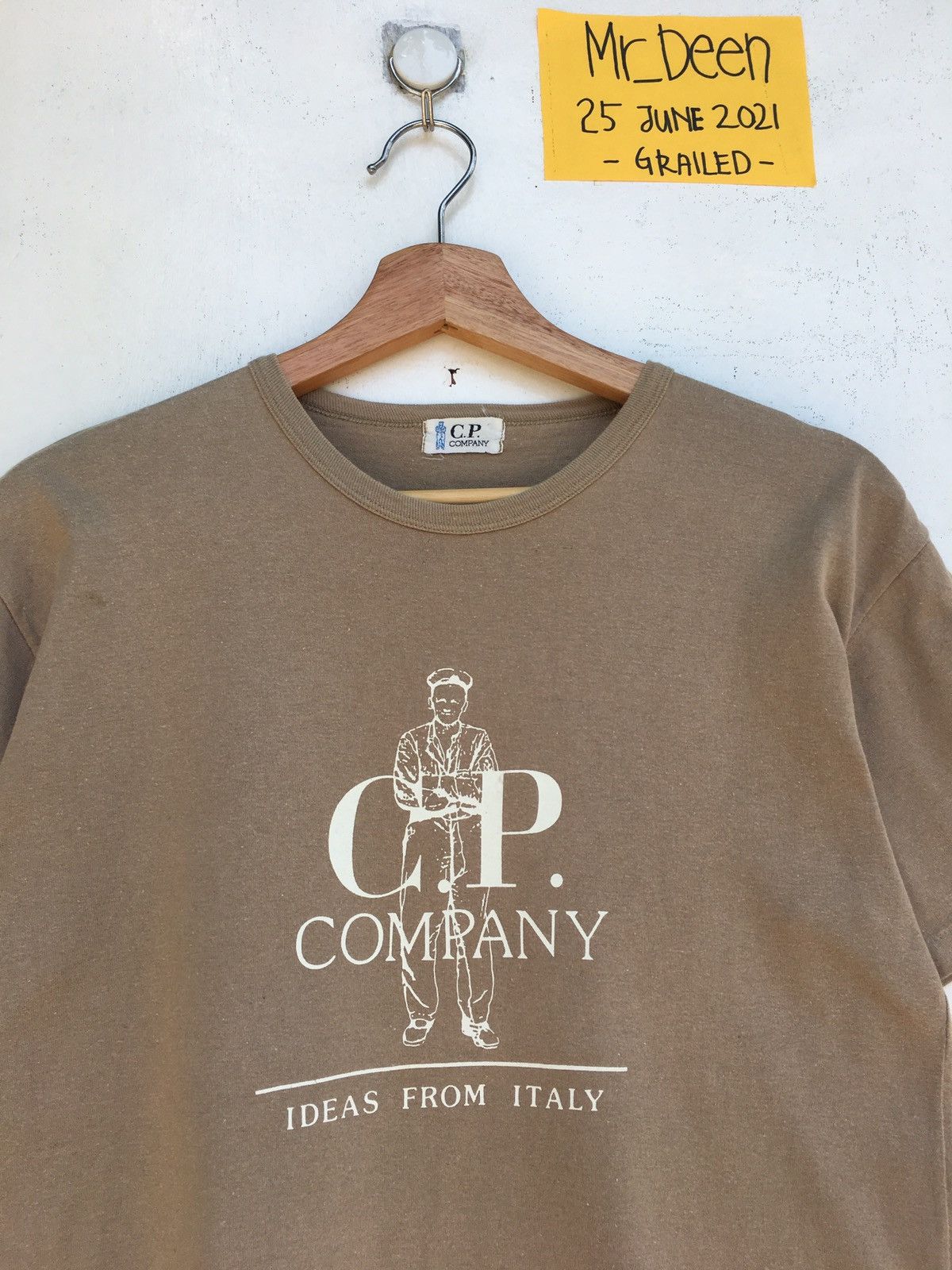 image of C P Company x Vintage C.p Company Logo Plain Tshirt in Brown, Men's (Size Small)