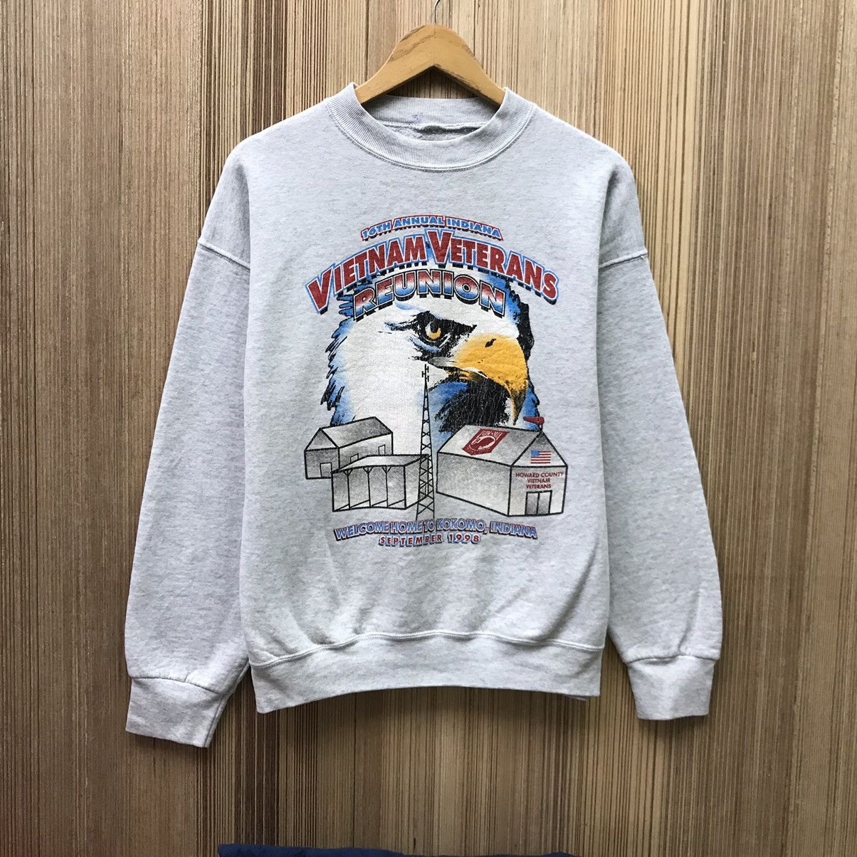 image of Military x Vintage Vietnam Veterans Reunion Pow Mia Sweatshirt in Grey, Men's (Size Small)