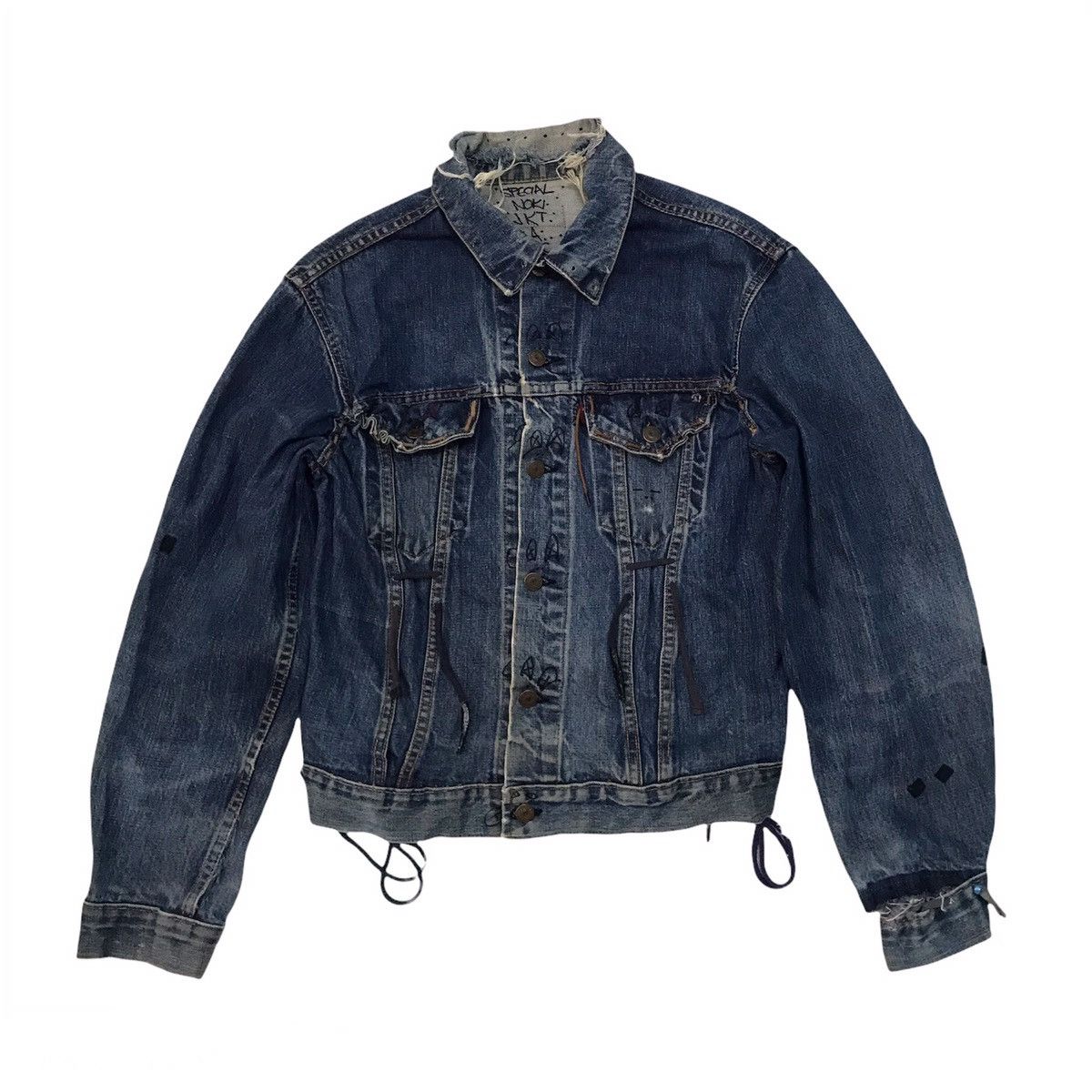 Levi's Vtg Levis Big E 521 Button Trucker Distress & Custom Jacket Size US M / EU 48-50 / 2 - 2 Thumbnail