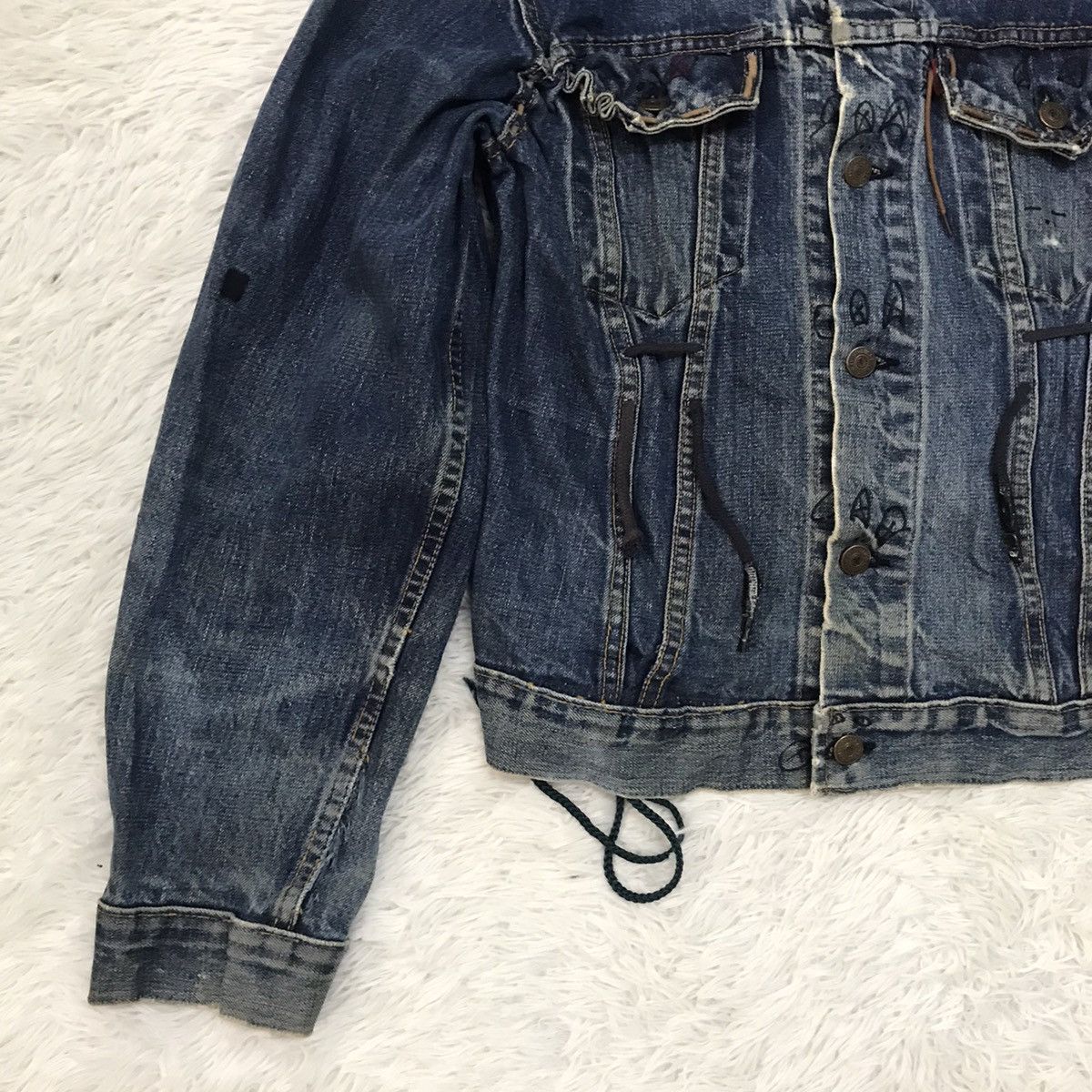 Levi's Vtg Levis Big E 521 Button Trucker Distress & Custom Jacket Size US M / EU 48-50 / 2 - 5 Thumbnail