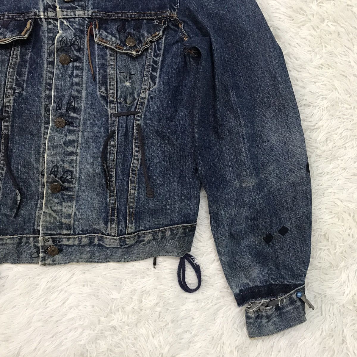 Levi's Vtg Levis Big E 521 Button Trucker Distress & Custom Jacket Size US M / EU 48-50 / 2 - 6 Thumbnail