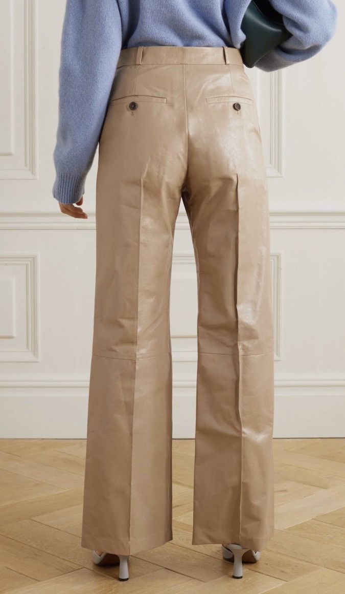 Marni $3500 Lamb Leather Wide Leg Flare Pants Size 28" / US 6 / IT 42 - 2 Thumbnail