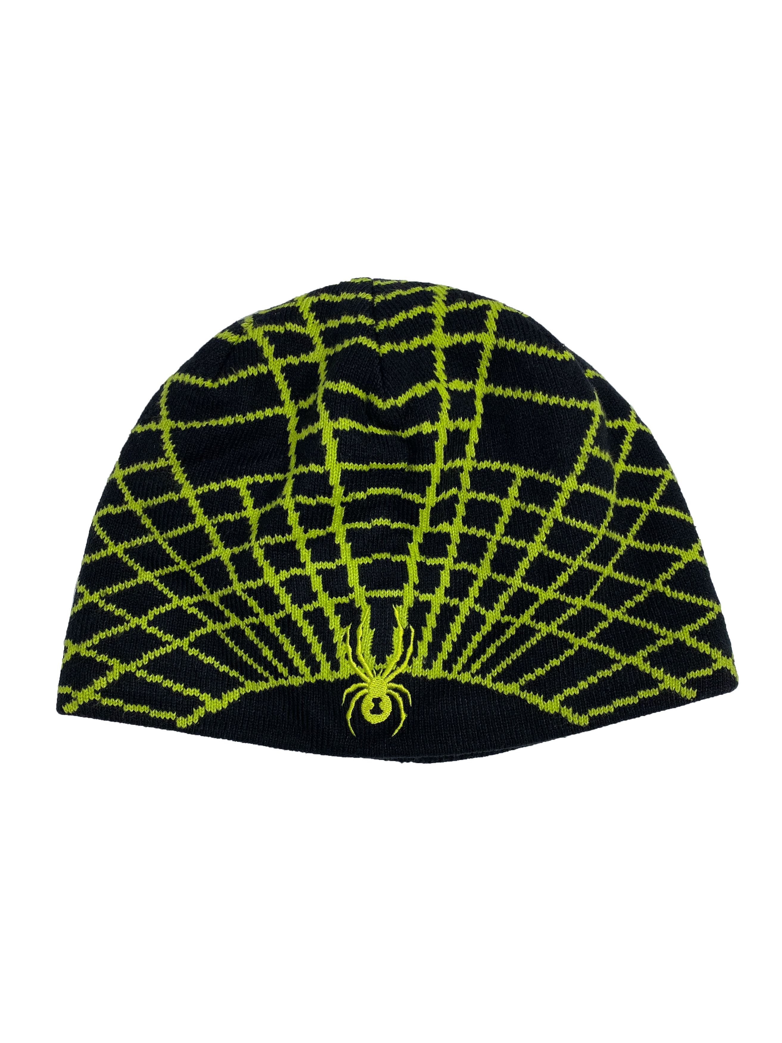 Spyder Spyder Y2K Vintage Neon Green Web Acrylic Beanie Hat Size ONE SIZE - 1 Thumbnail